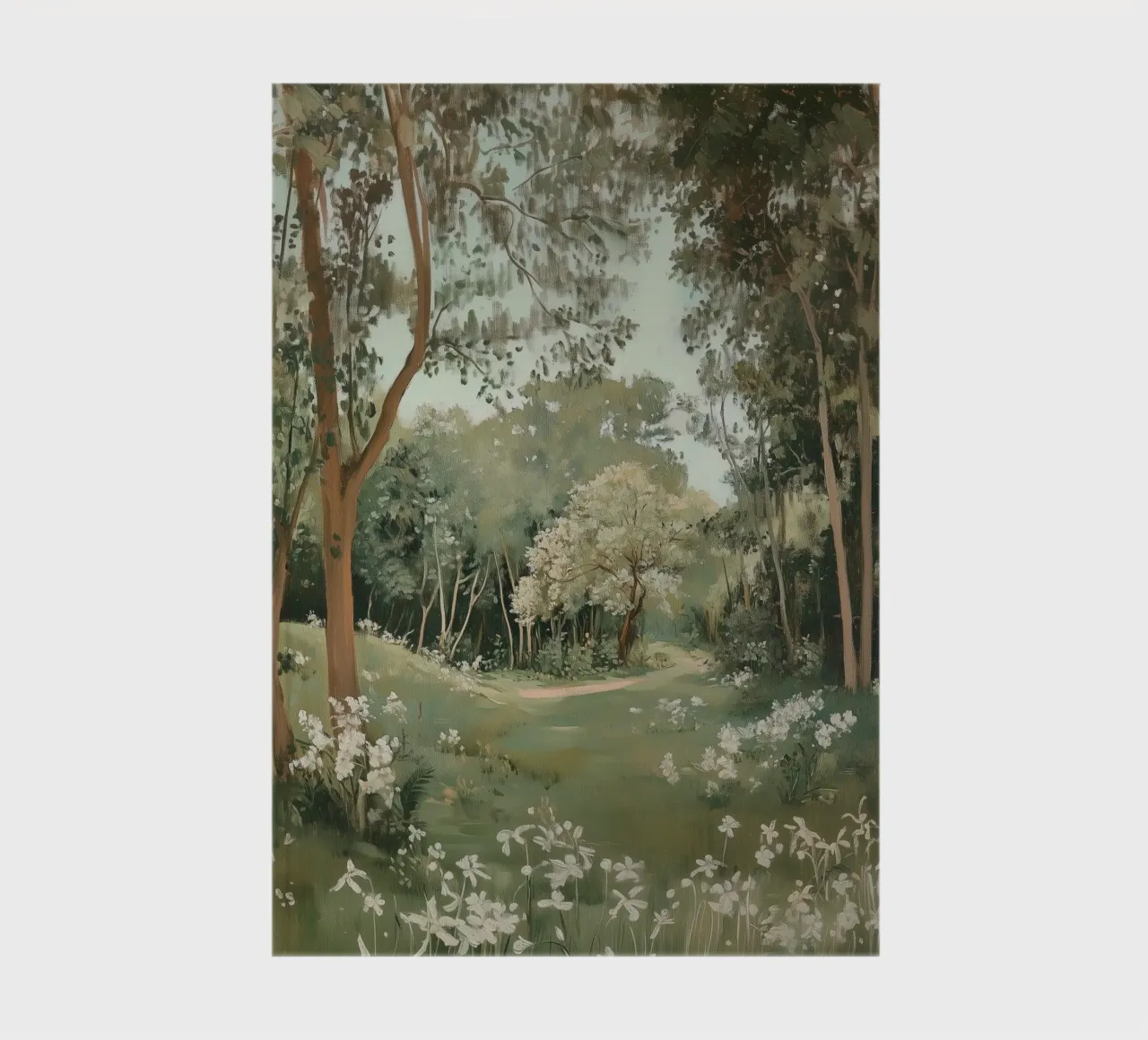Tranquil Forest Pathway notebook by Melloi Art Print