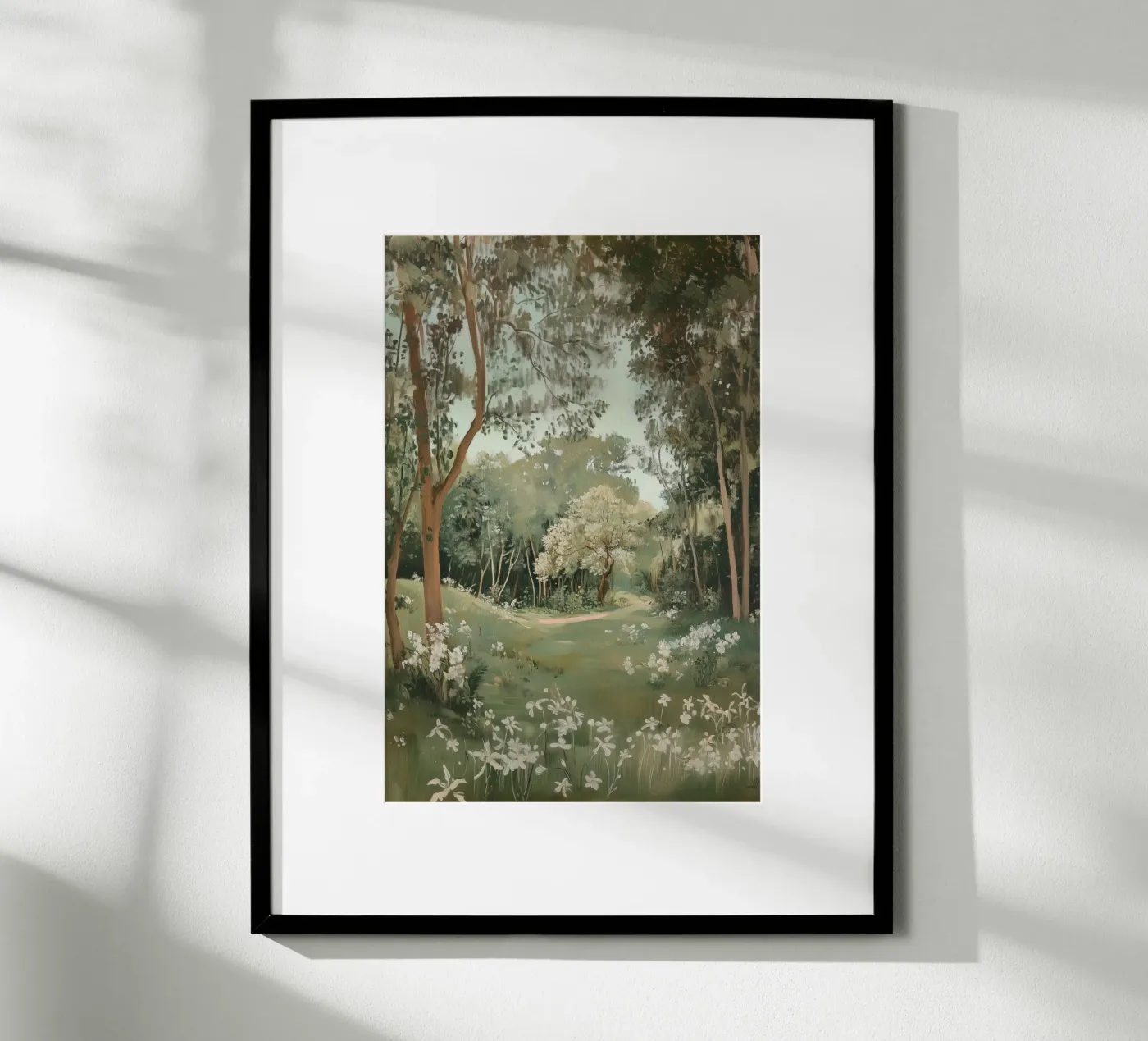 Tranquil Forest Pathway poster by Melloi Art Print