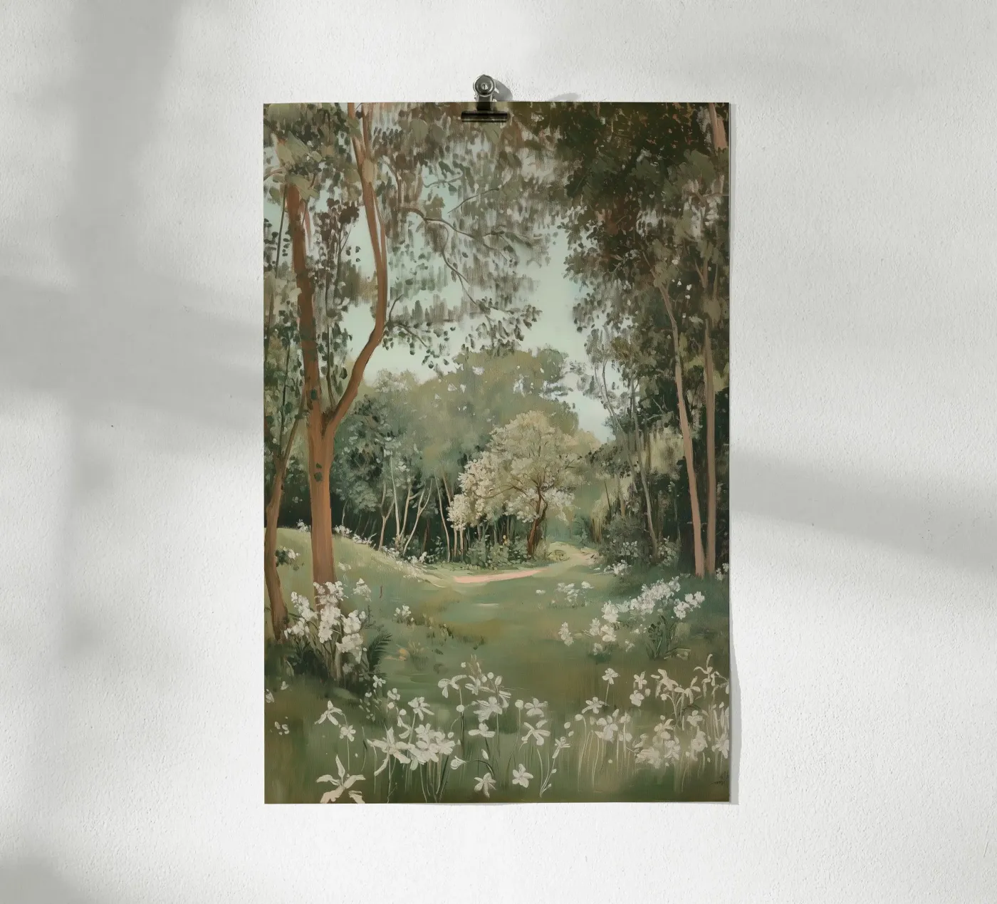 Tranquil Forest Pathway poster by Melloi Art Print