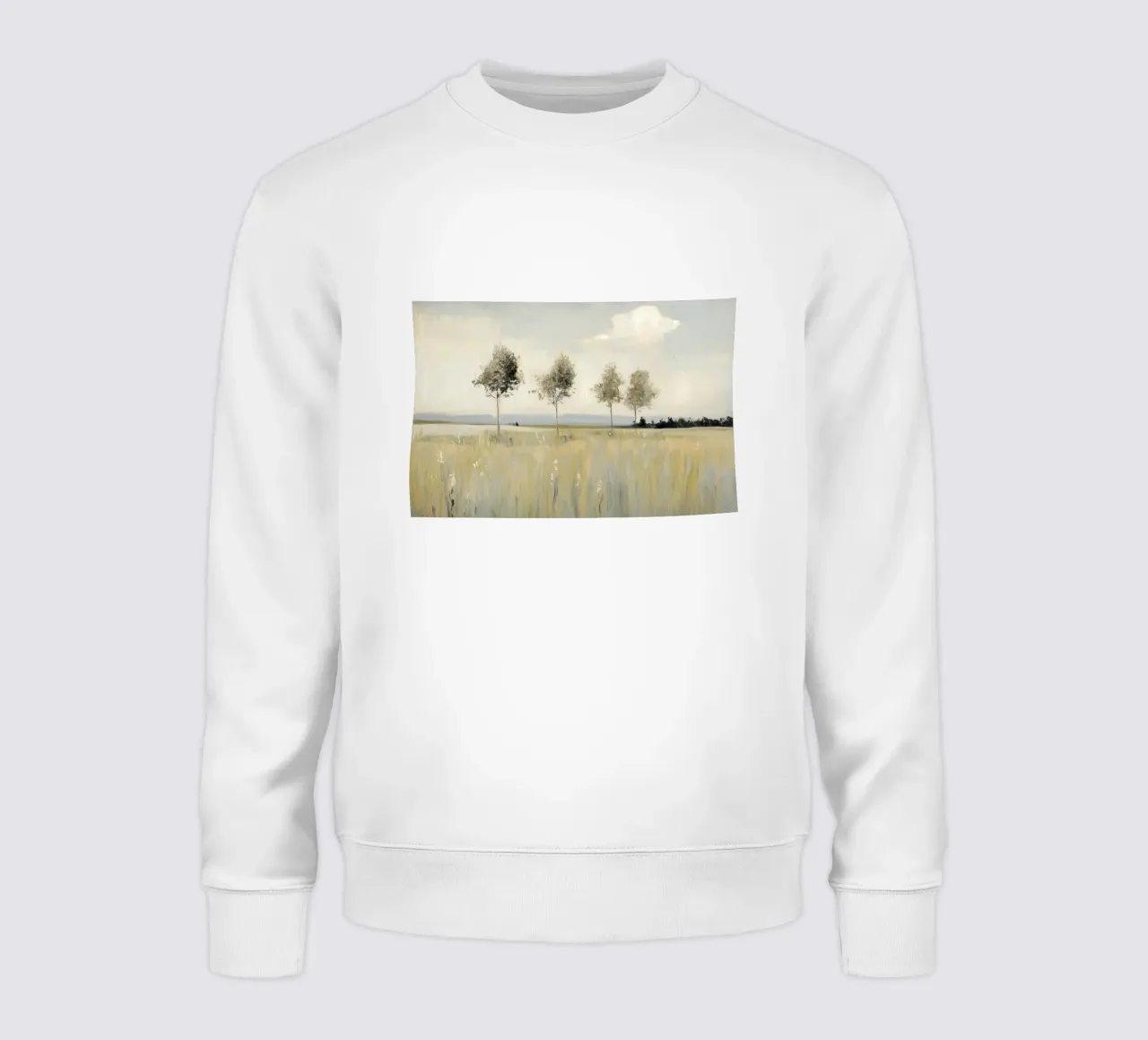 Alberi tranquilli in un campo illuminato dal sole felpa da Melloi Art Print