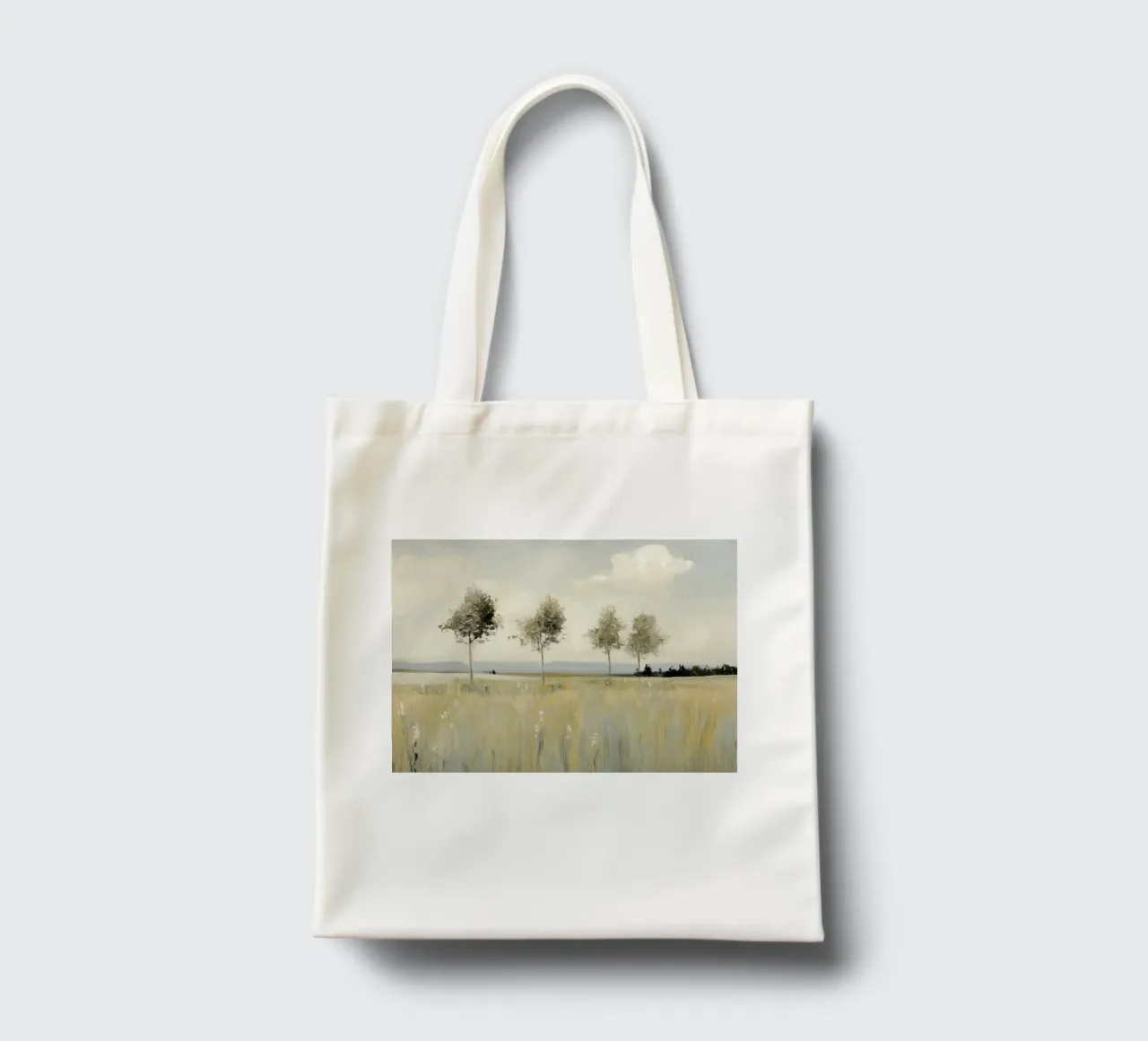 Alberi tranquilli in un campo illuminato dal sole borsa in juta da Melloi Art Print