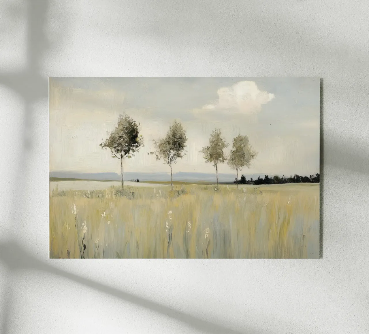 Alberi tranquilli in un campo illuminato dal sole plexiglass da Melloi Art Print
