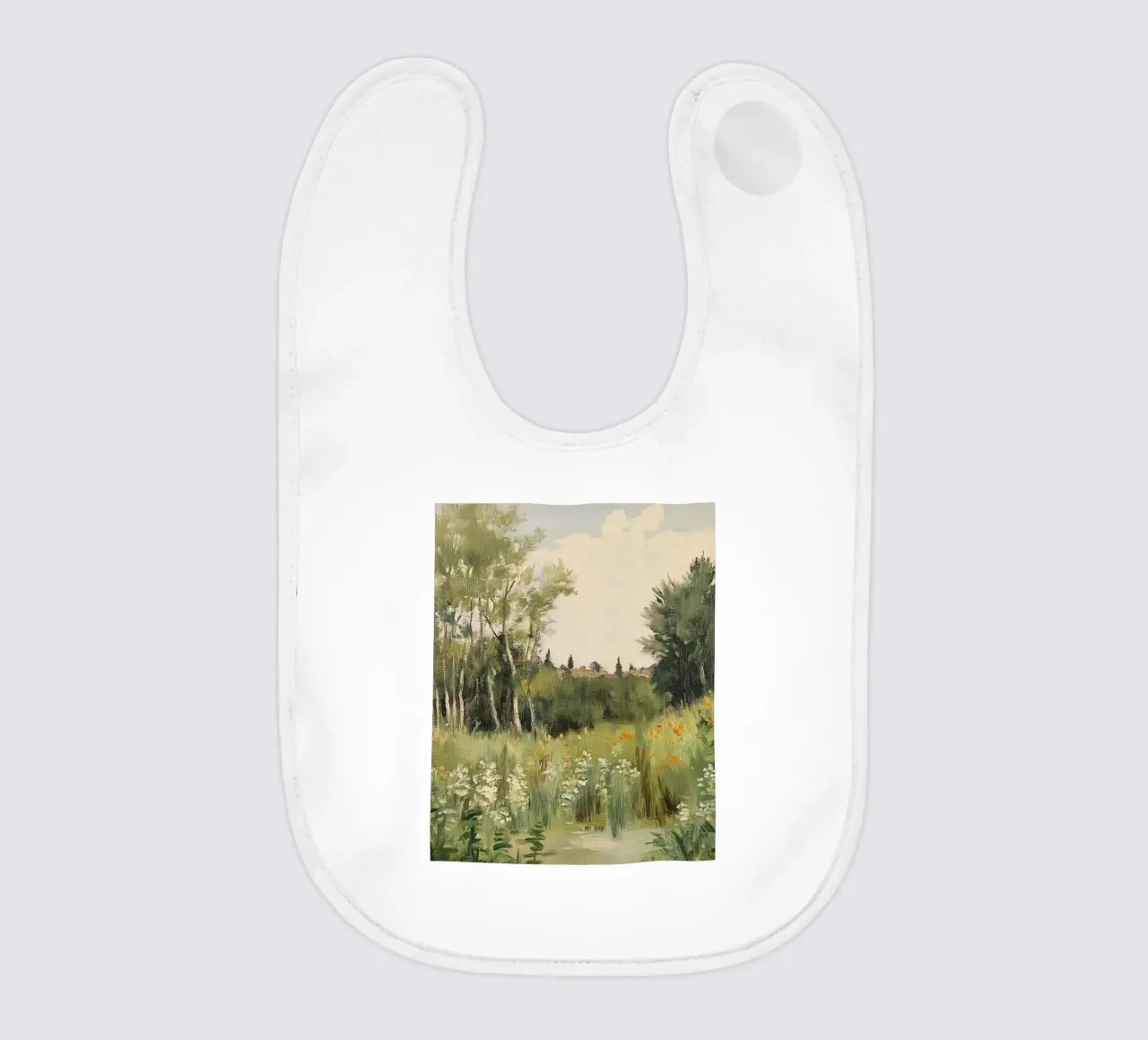 Tranquillo prato primaverile con fiori bavaglino da Melloi Art Print