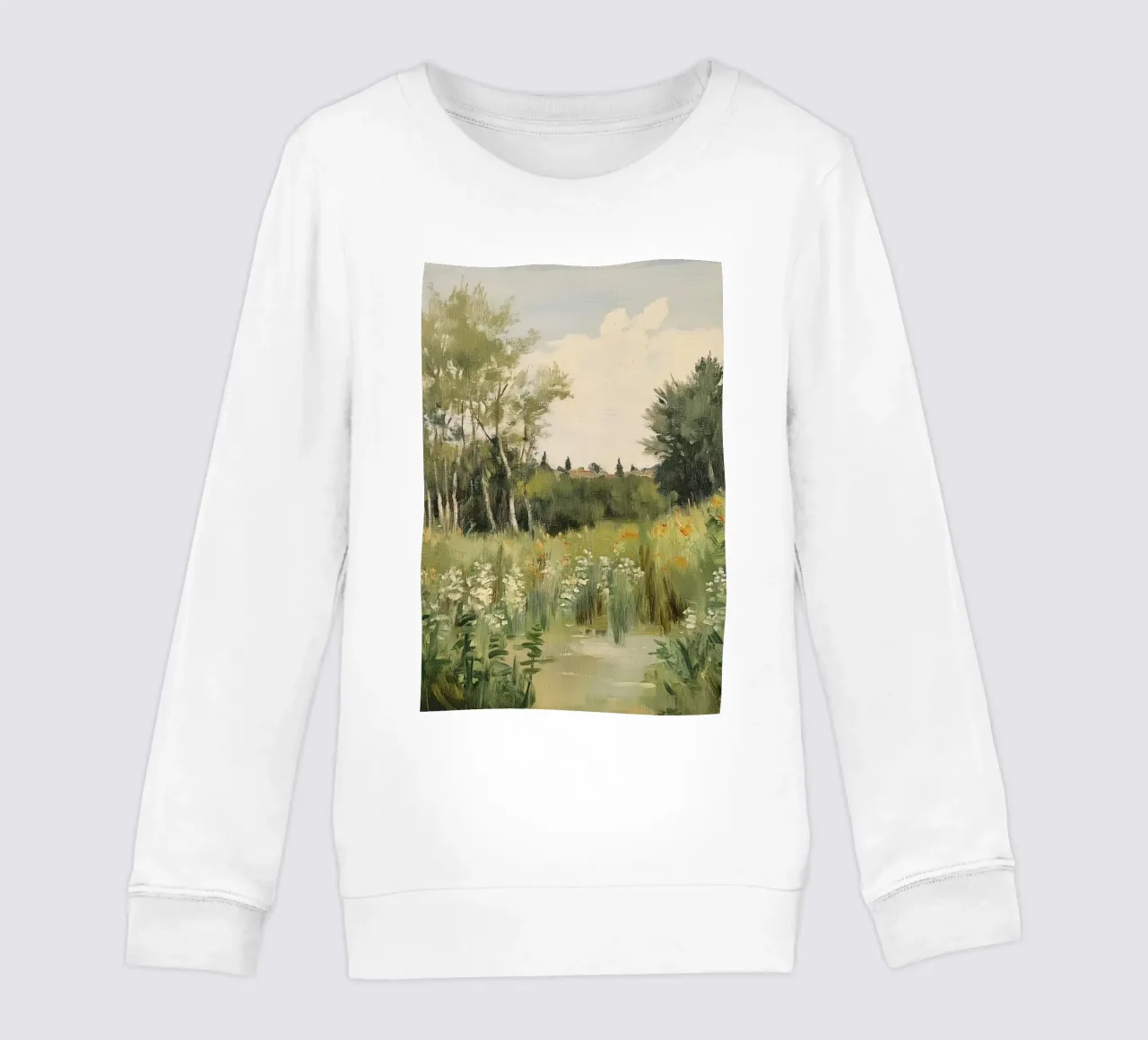 Tranquillo prato primaverile con fiori felpa bambino da Melloi Art Print
