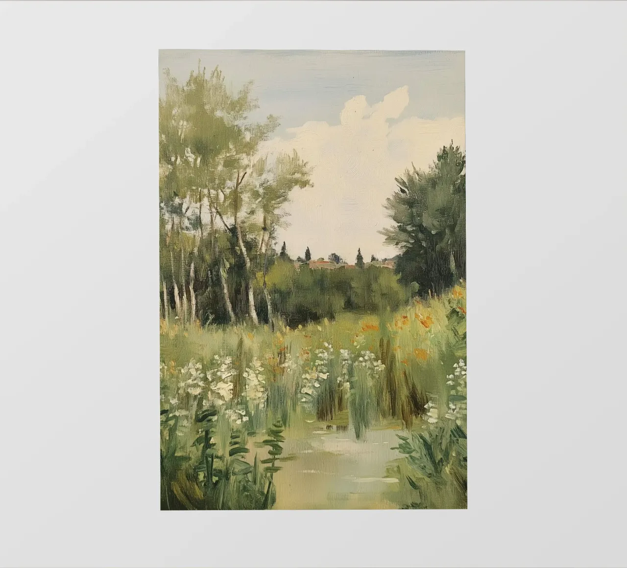 Tranquillo prato primaverile con fiori telo in pvc da Melloi Art Print