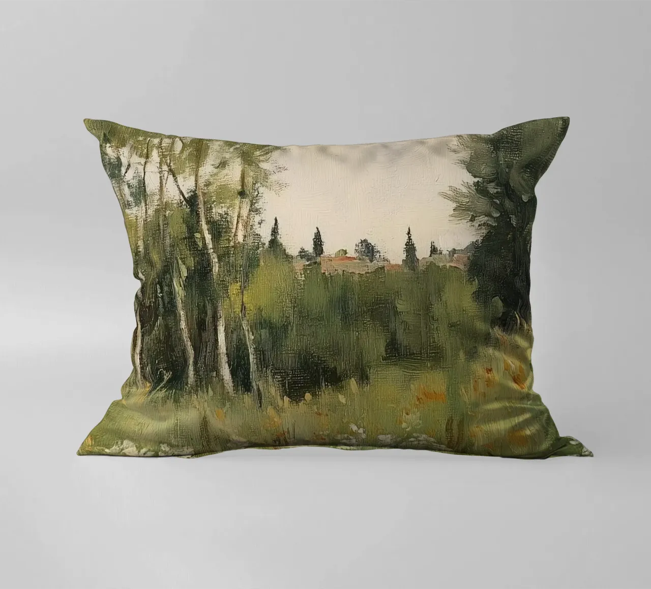 Tranquillo prato primaverile con fiori cuscino da Melloi Art Print