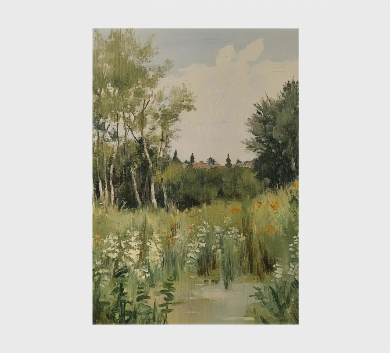 Tranquil Spring Meadow with Blossoms notebook by Melloi Art Print