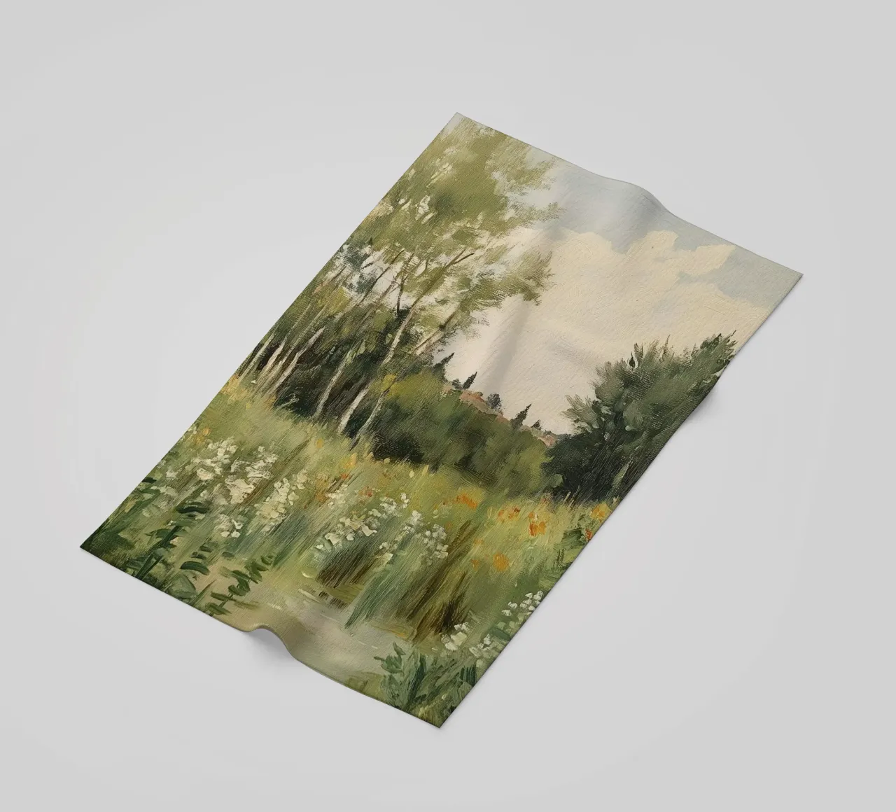 Tranquillo prato primaverile con fiori telo mare da Melloi Art Print