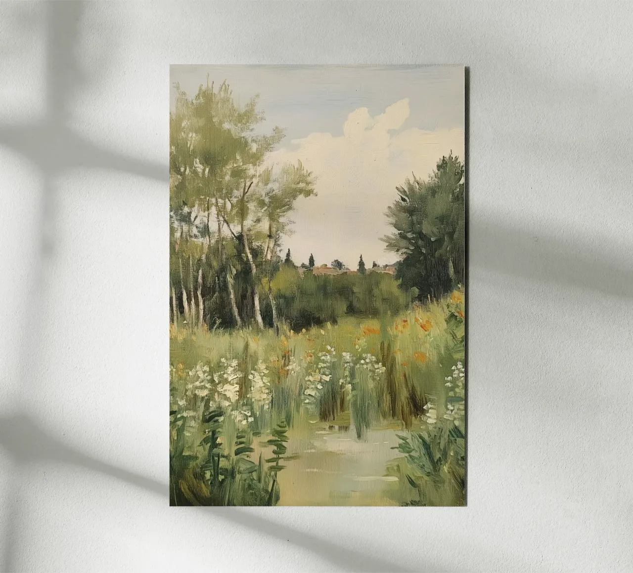 Tranquillo prato primaverile con fiori alluminio dibond da Melloi Art Print