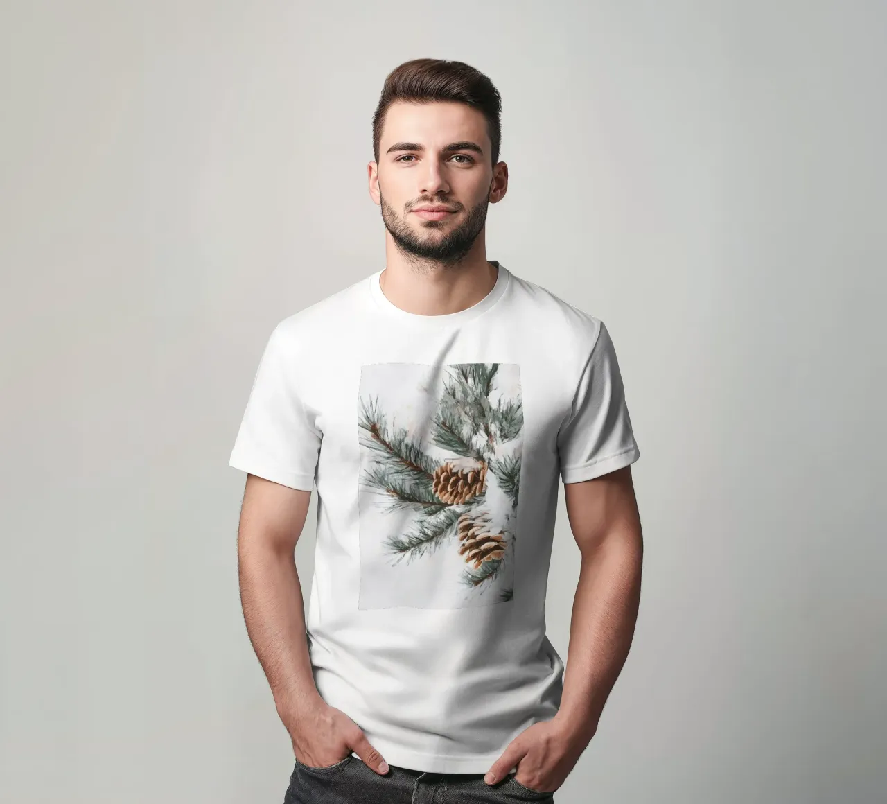 Pigne di neve su ramo t-shirt da Melloi Art Print