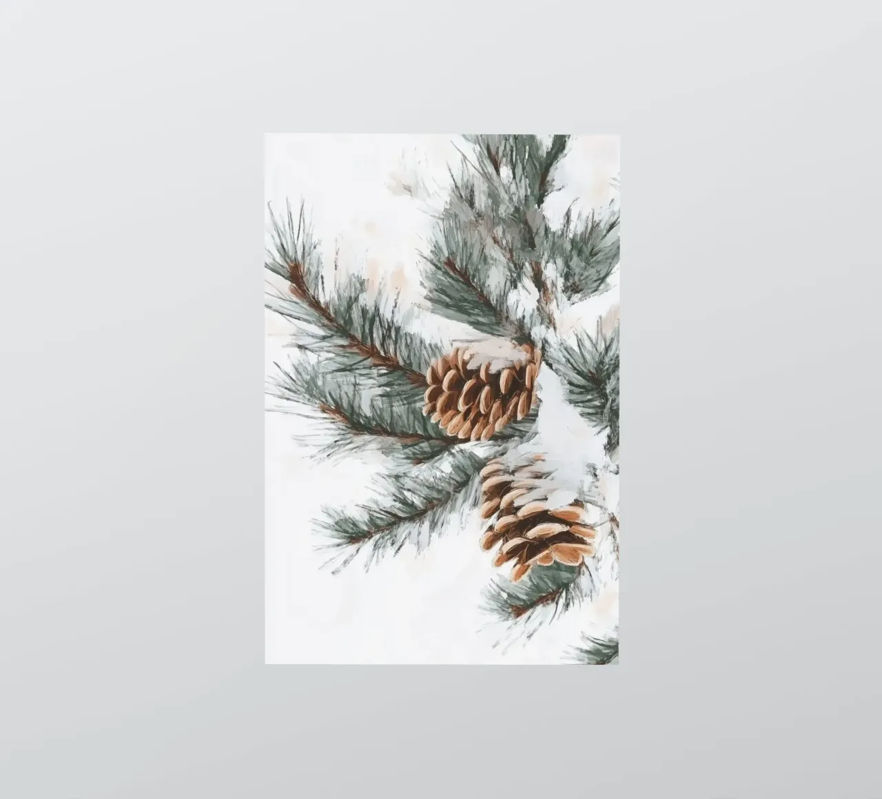 Snow Pine Cones on Branch sticker by Melloi Art Print