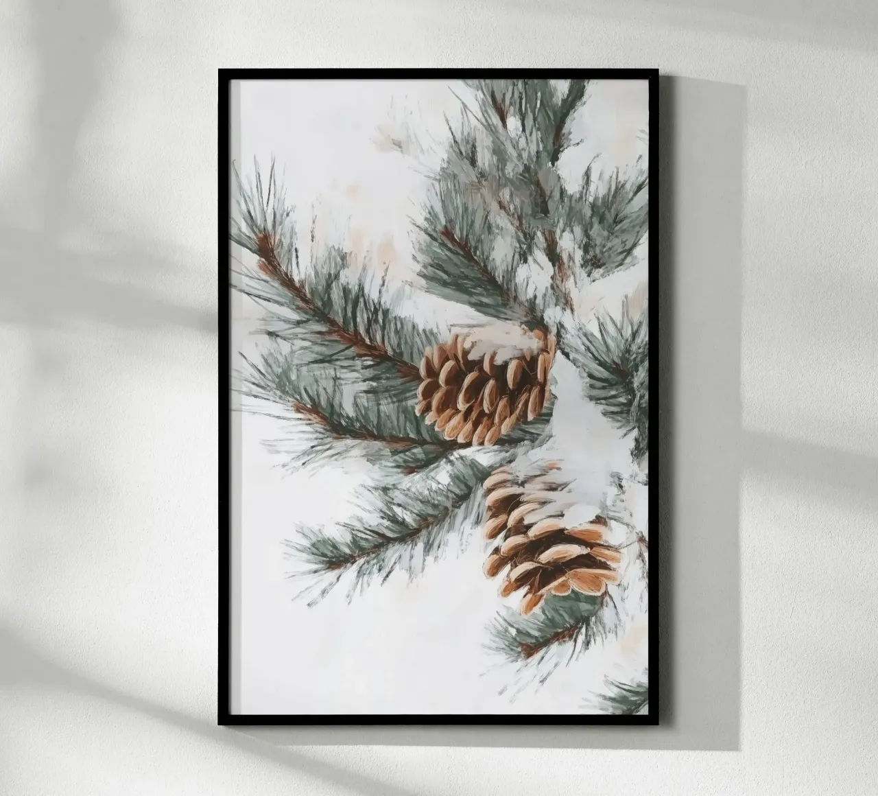 Pigne di neve su ramo poster da Melloi Art Print