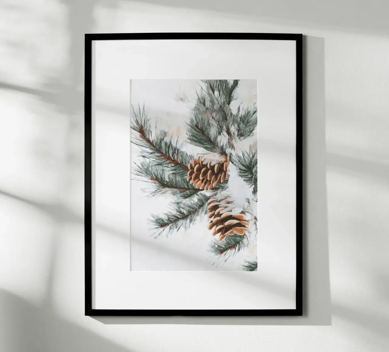 Pigne di neve su ramo poster da Melloi Art Print