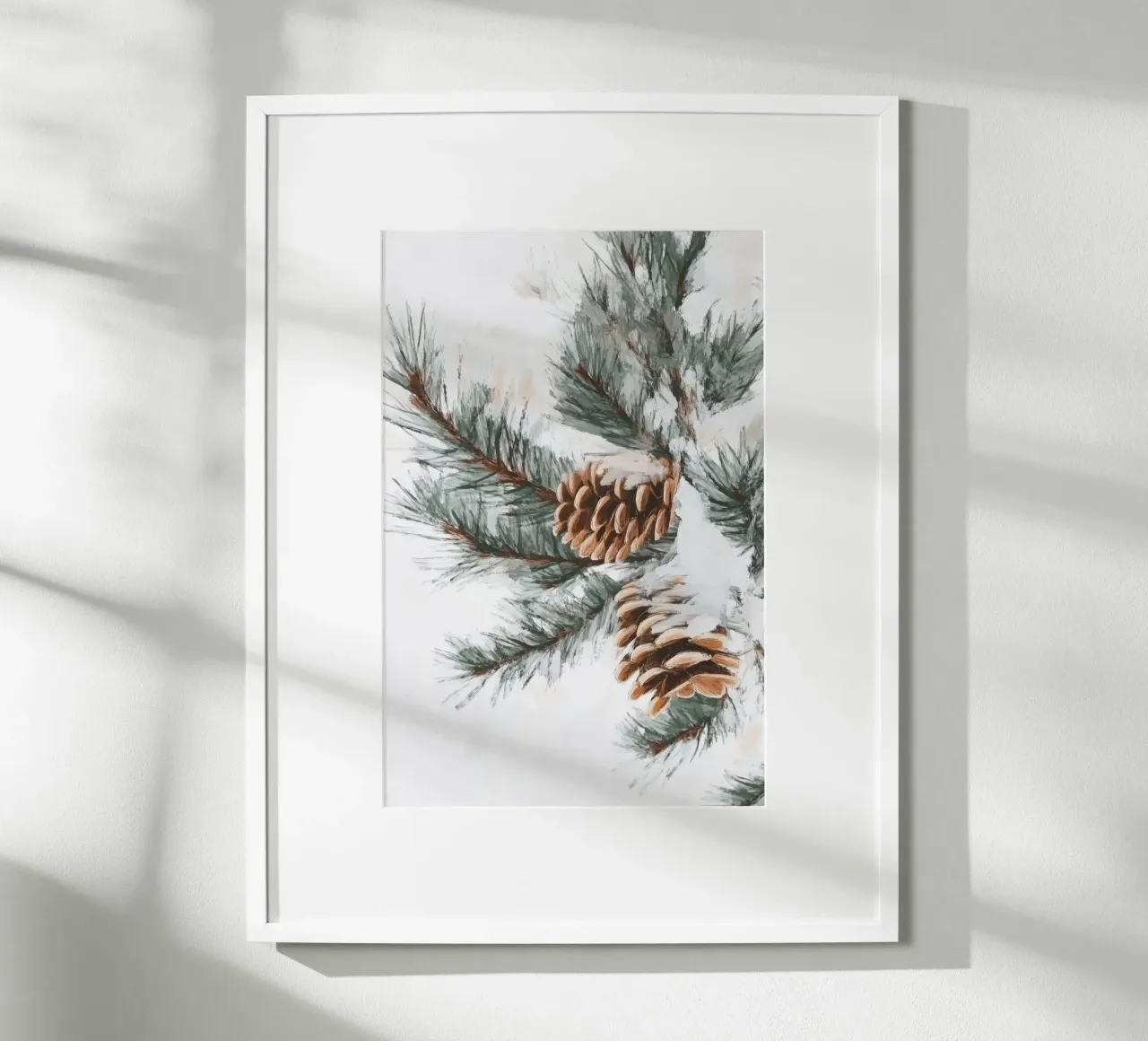Pigne di neve su ramo poster da Melloi Art Print