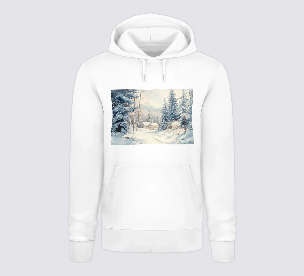 Cabine tranquille nella foresta felpa con cappuccio da Melloi Art Print