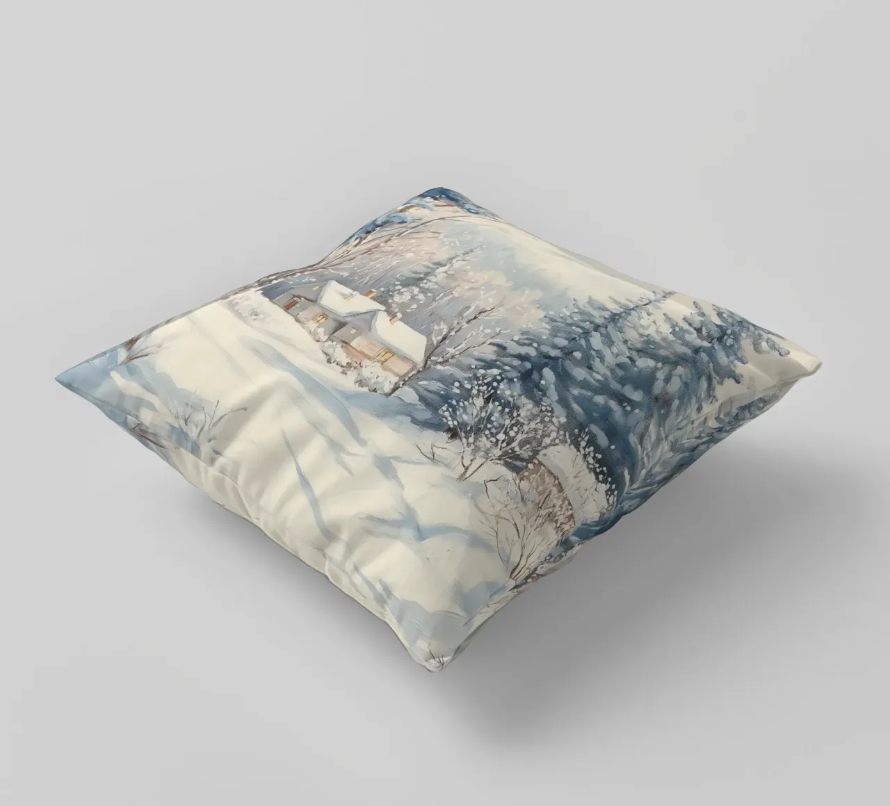Cabine tranquille nella foresta cuscino da Melloi Art Print