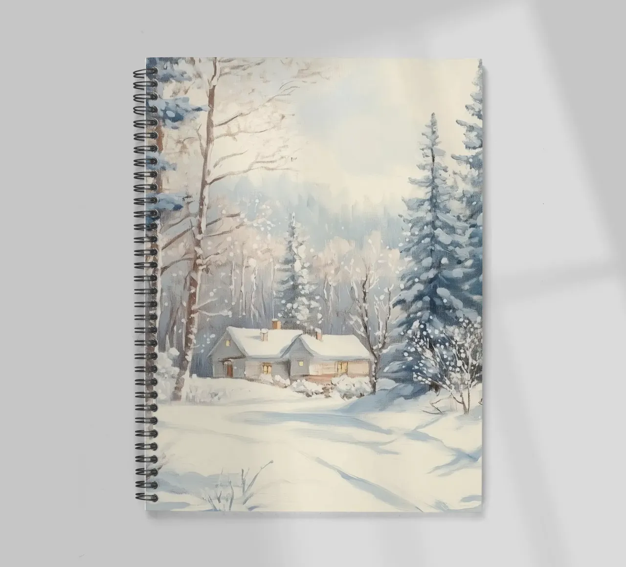 Peaceful Cabins in Forest spiral notebook by Melloi Art Print