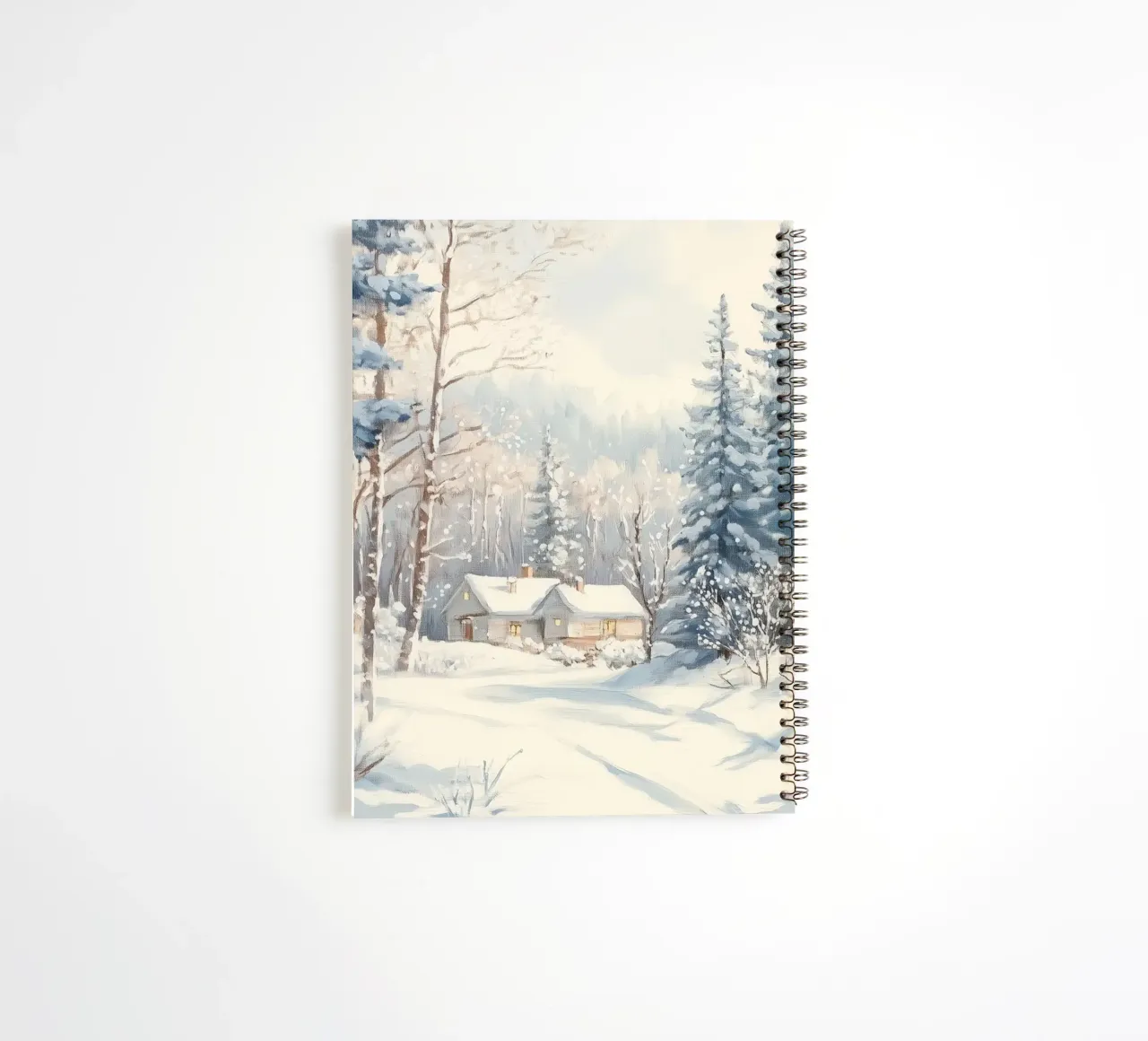 Peaceful Cabins in Forest spiral notebook by Melloi Art Print