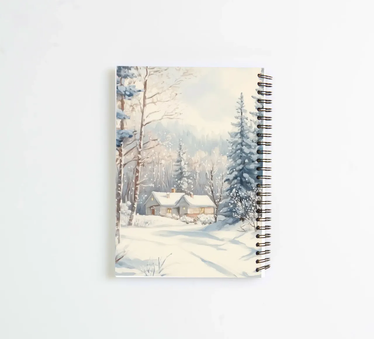 Peaceful Cabins in Forest spiral notebook by Melloi Art Print