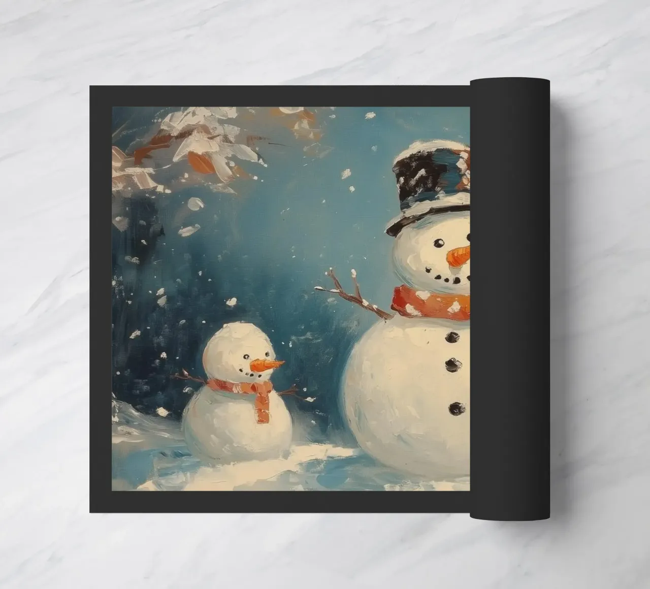 Incantevoli pupazzi di neve nel paese delle meraviglie invernali zerbino da Melloi Art Print