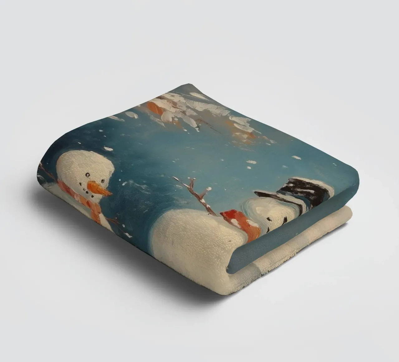 Charming Snowmen in Winter Wonderland towel by Melloi Art Print
