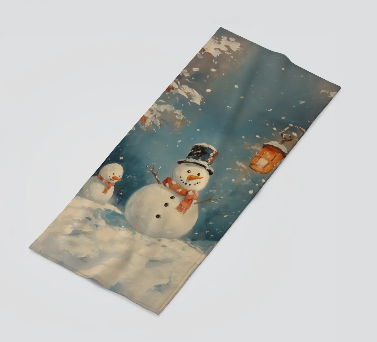 Incantevoli pupazzi di neve nel paese delle meraviglie invernali telo mare da Melloi Art Print