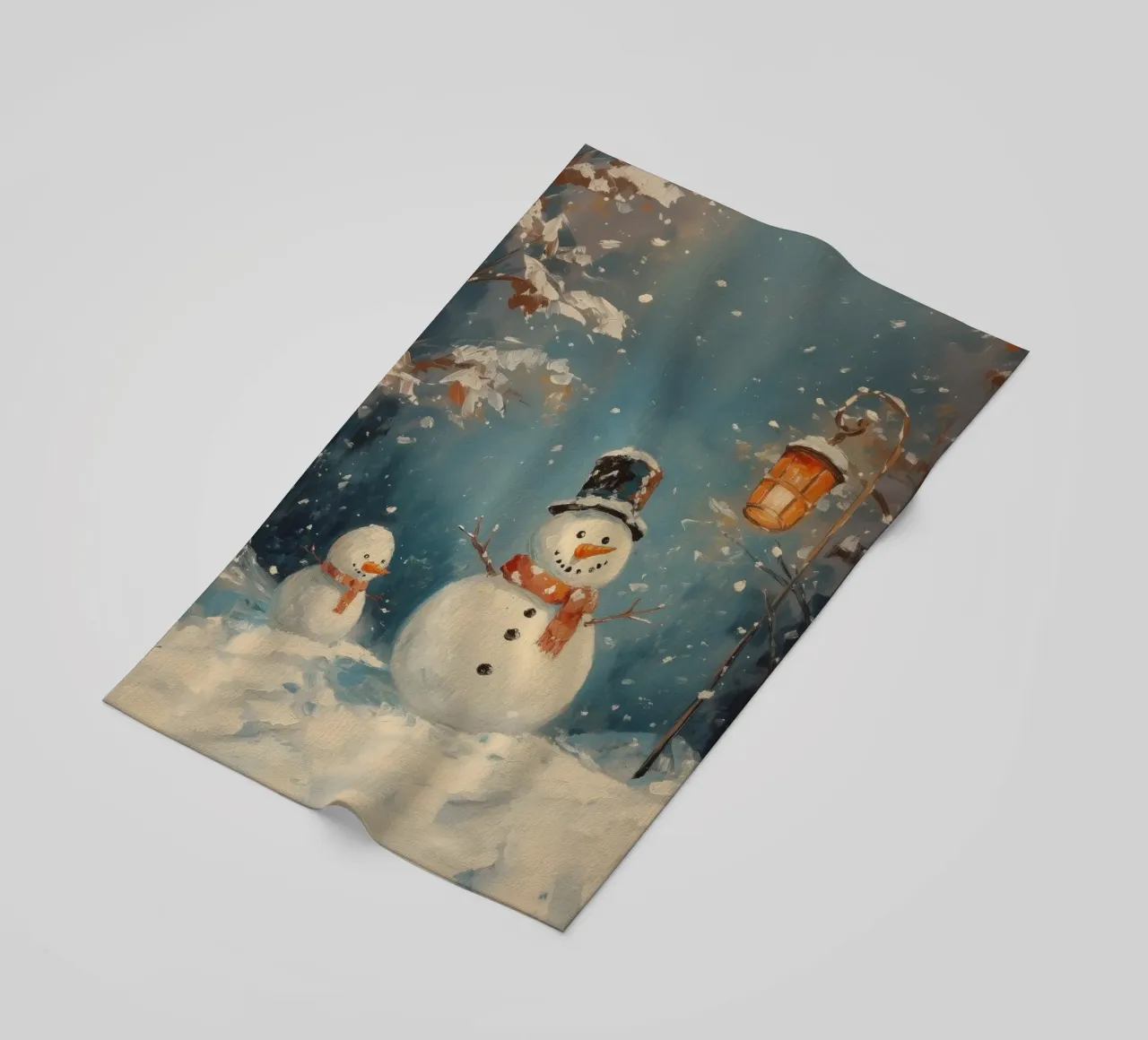 Incantevoli pupazzi di neve nel paese delle meraviglie invernali telo mare da Melloi Art Print