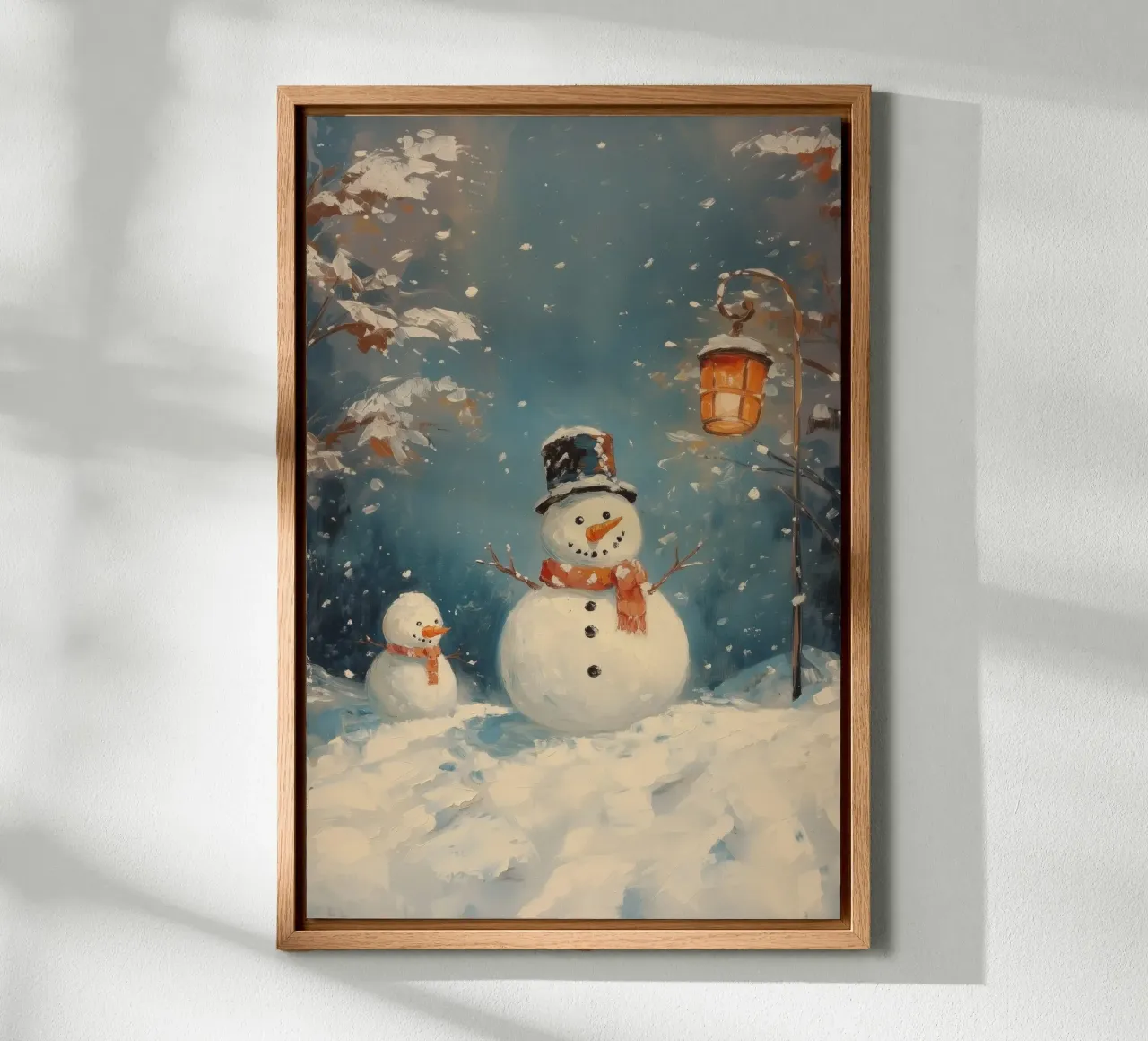 Charming Snowmen in Winter Wonderland canvas met Baklijst van Melloi Art Print