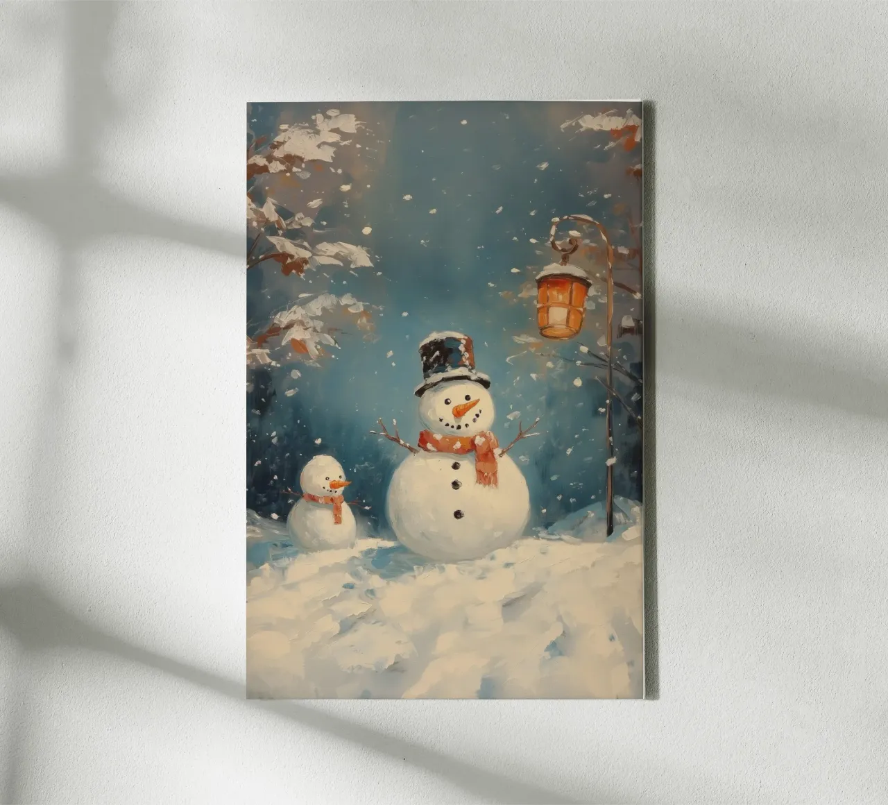 Charming Snowmen in Winter Wonderland canvas met Baklijst van Melloi Art Print