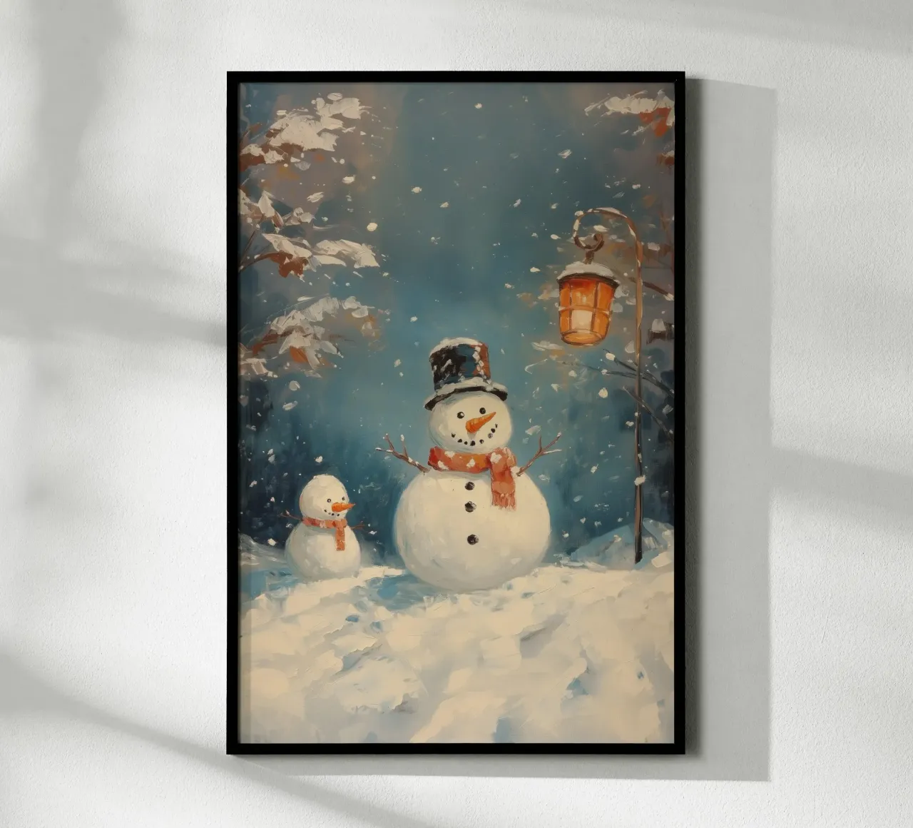 Incantevoli pupazzi di neve nel paese delle meraviglie invernali poster da Melloi Art Print