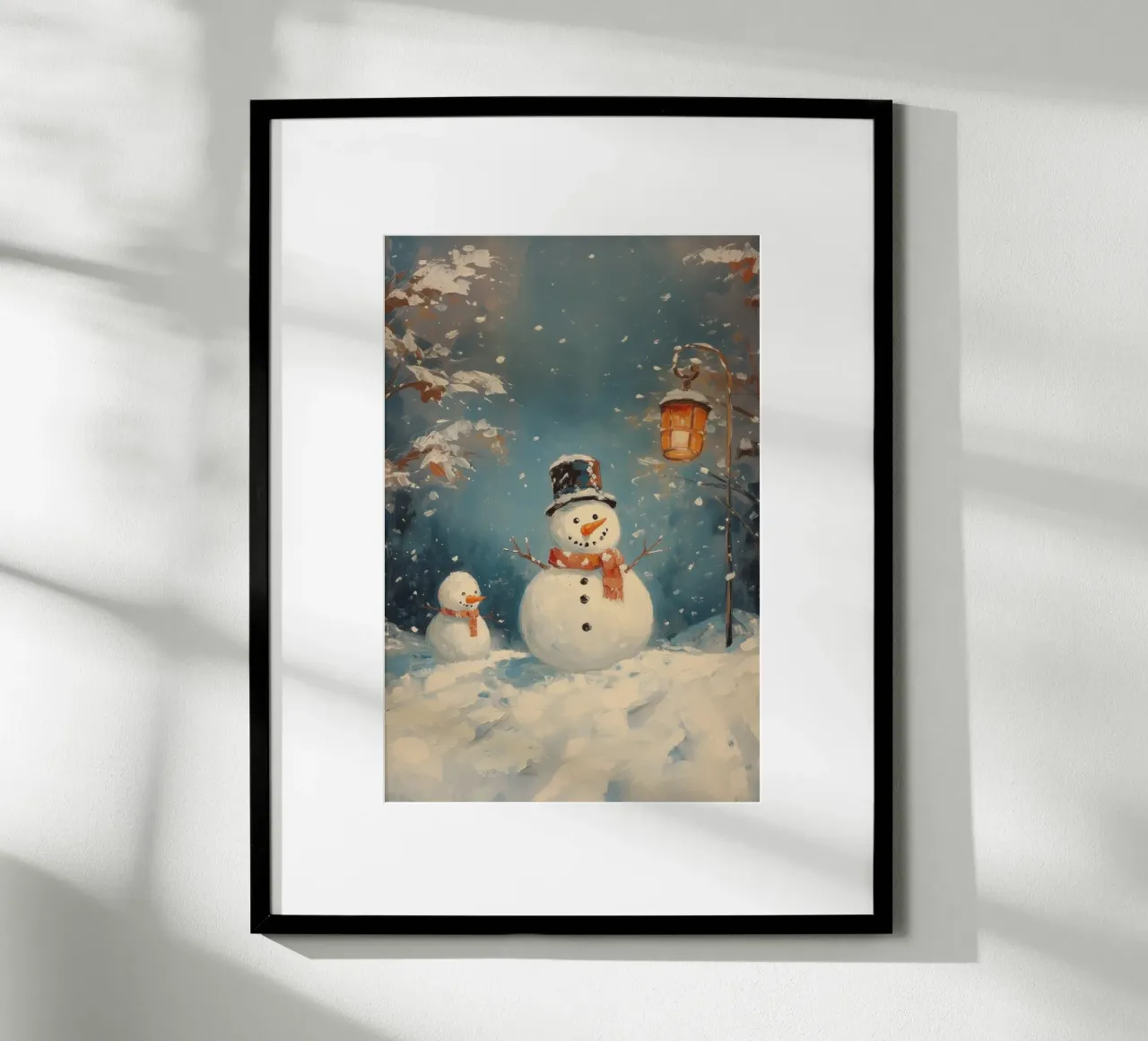 Incantevoli pupazzi di neve nel paese delle meraviglie invernali poster da Melloi Art Print