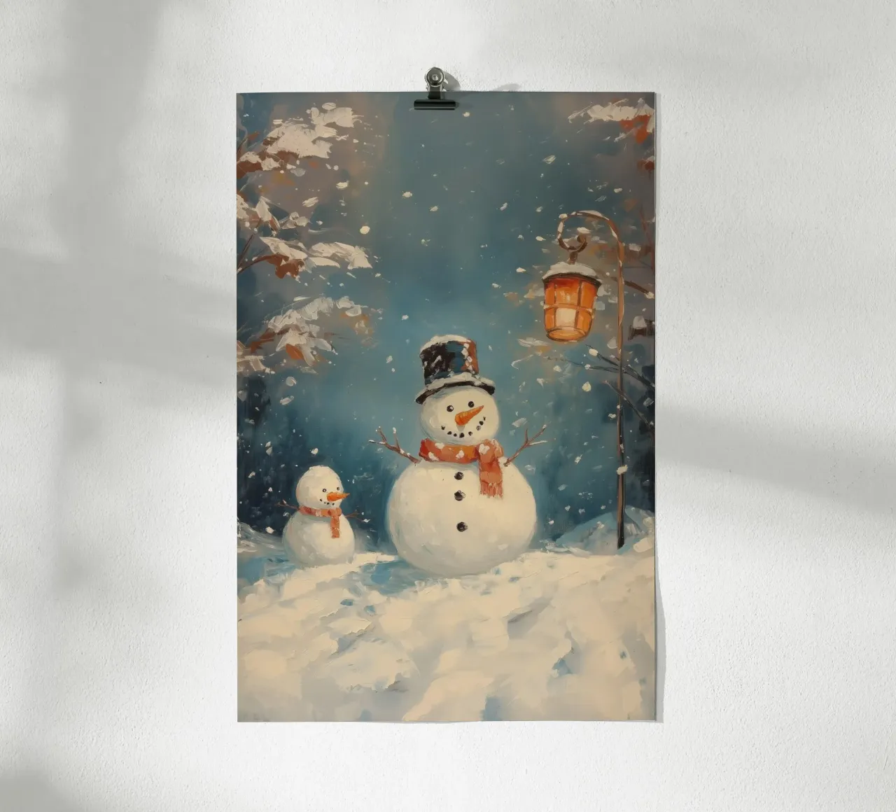 Incantevoli pupazzi di neve nel paese delle meraviglie invernali poster da Melloi Art Print