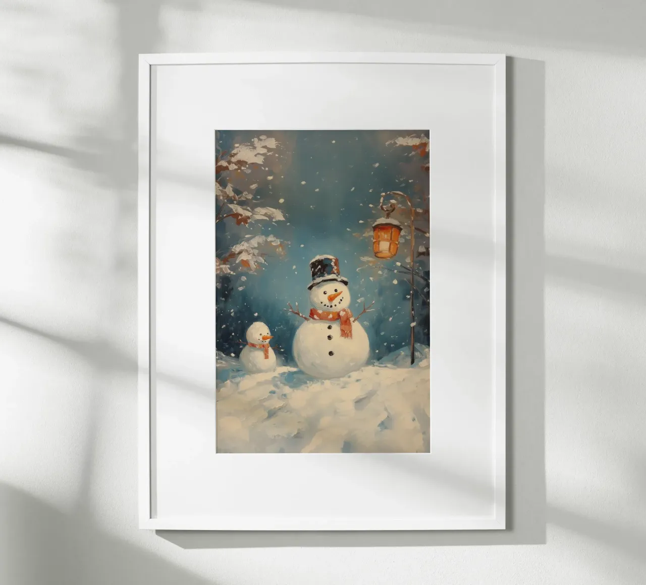 Incantevoli pupazzi di neve nel paese delle meraviglie invernali poster da Melloi Art Print