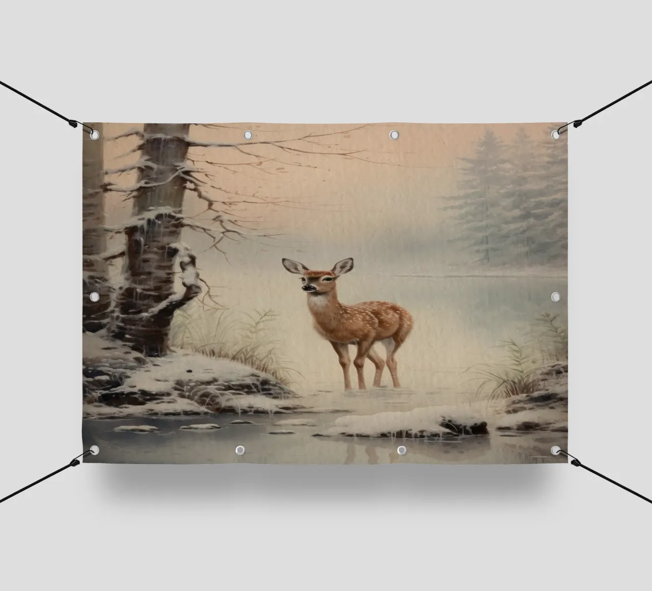 Reh im Winterwald telo in pvc da Luna & Noctua