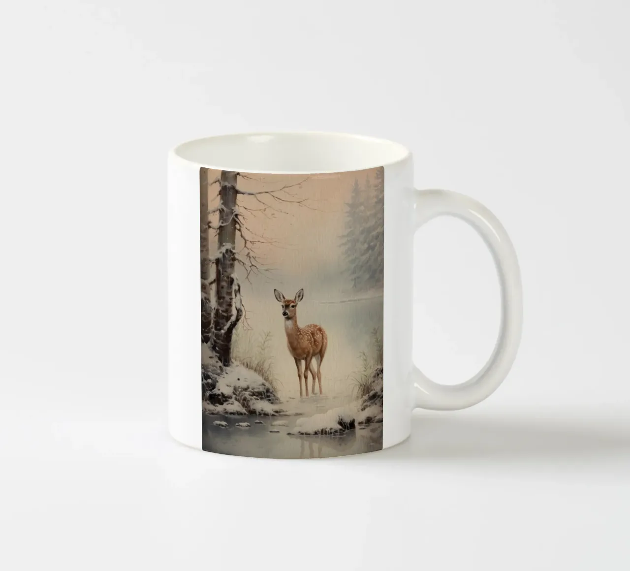 Reh im Winterwald tazza in ceramica da Luna & Noctua