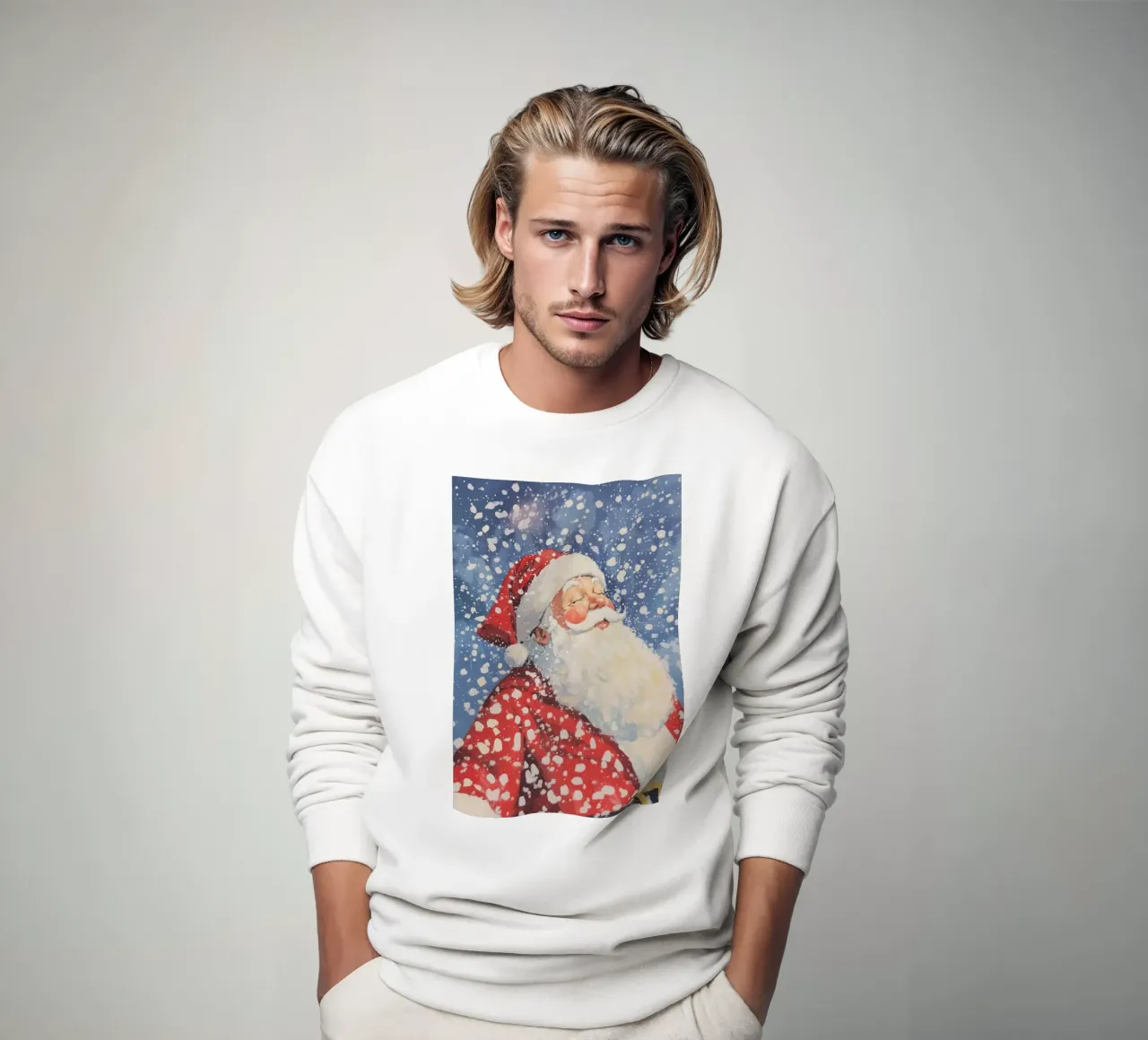 Père Noël classique sous la neige sweat de Melloi Art Print