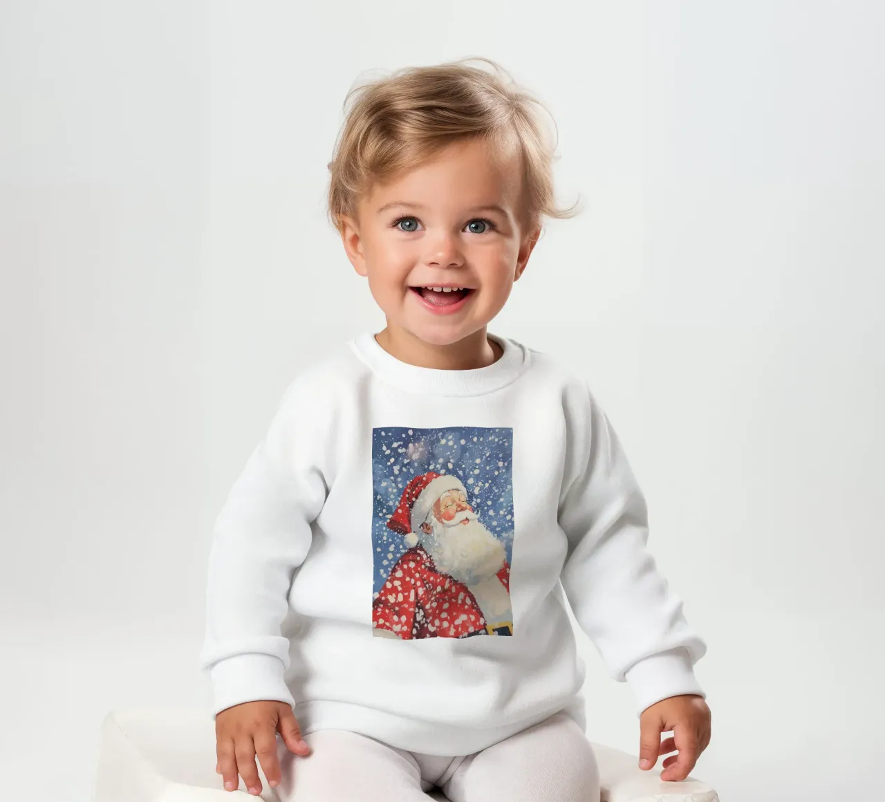 Klassieke kerstman in sneeuwval baby sweatshirt van Melloi Art Print