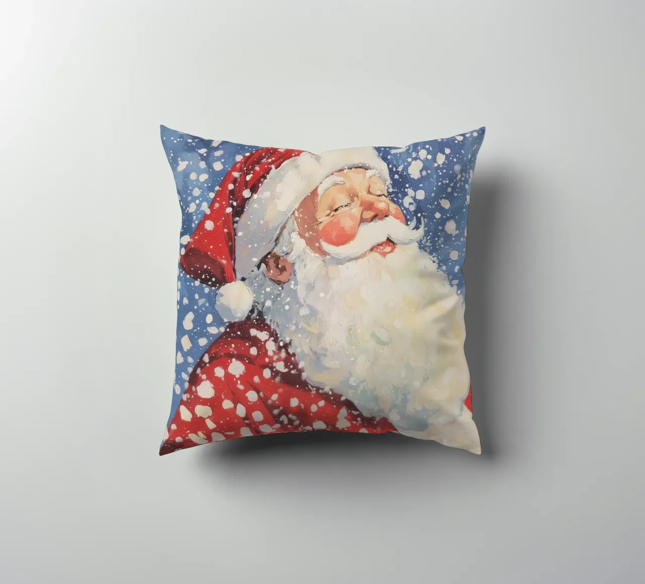 Babbo Natale classico innevato cuscino da Melloi Art Print