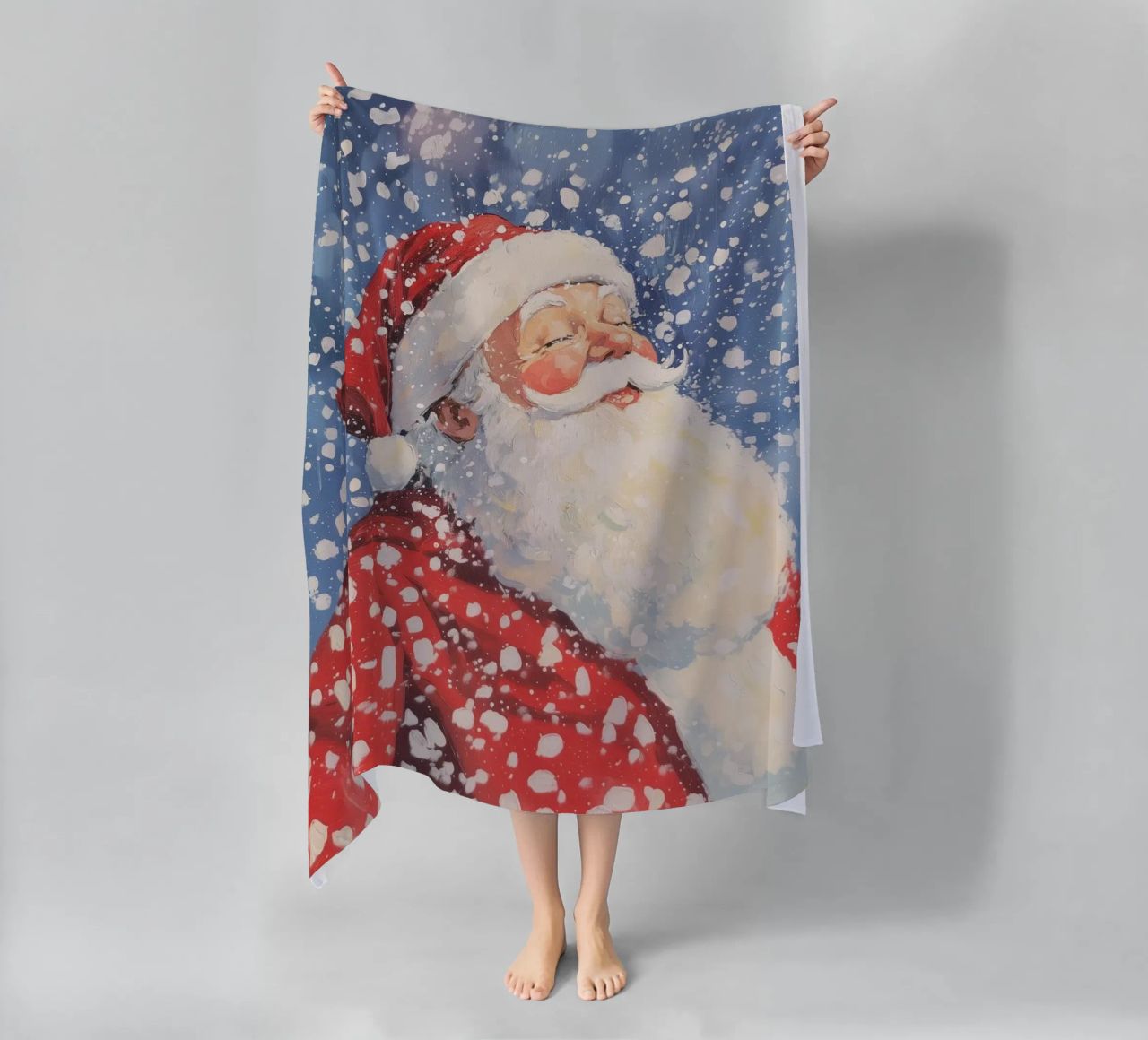 Babbo Natale classico innevato telo mare da Melloi Art Print