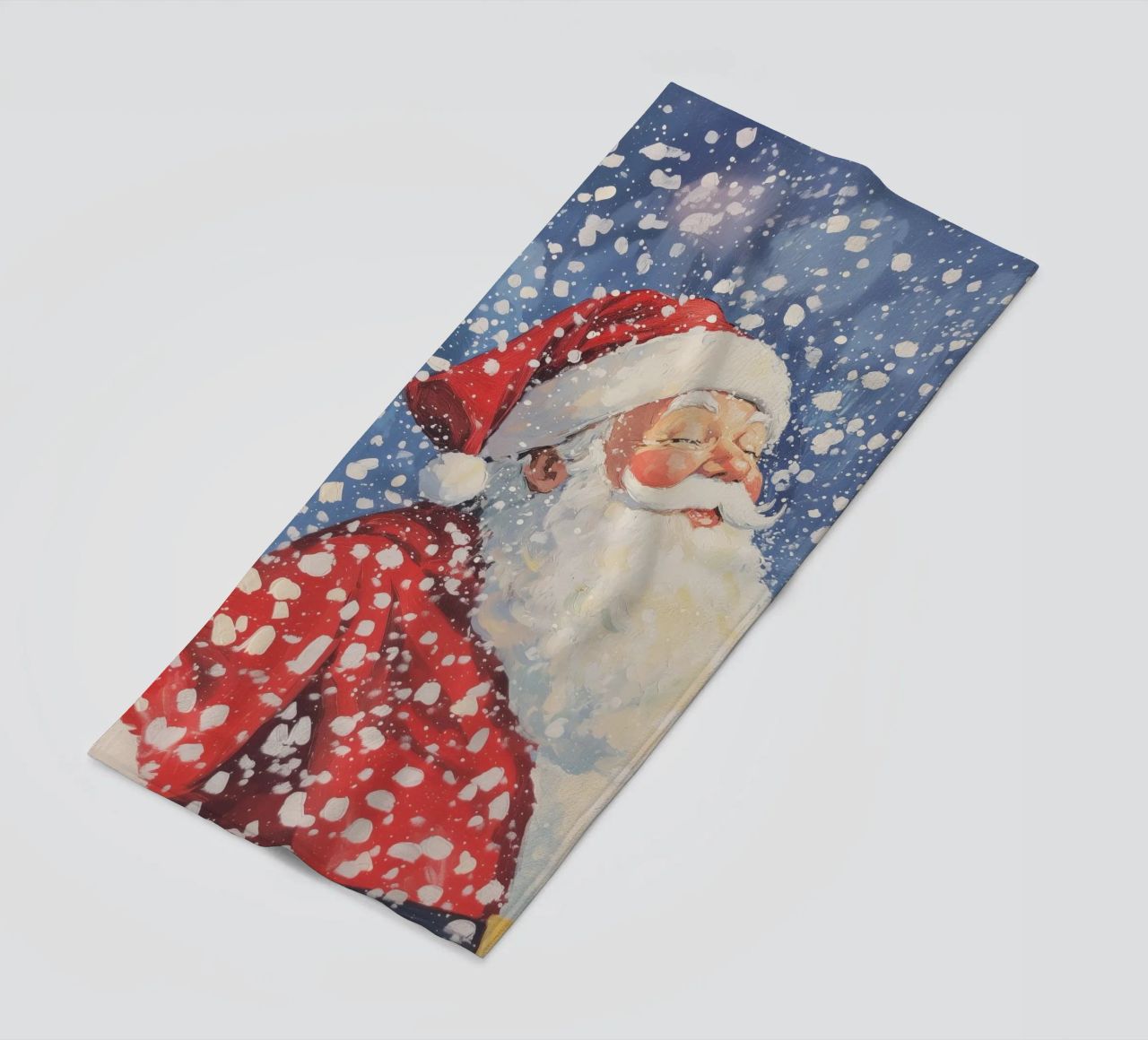 Babbo Natale classico innevato telo mare da Melloi Art Print