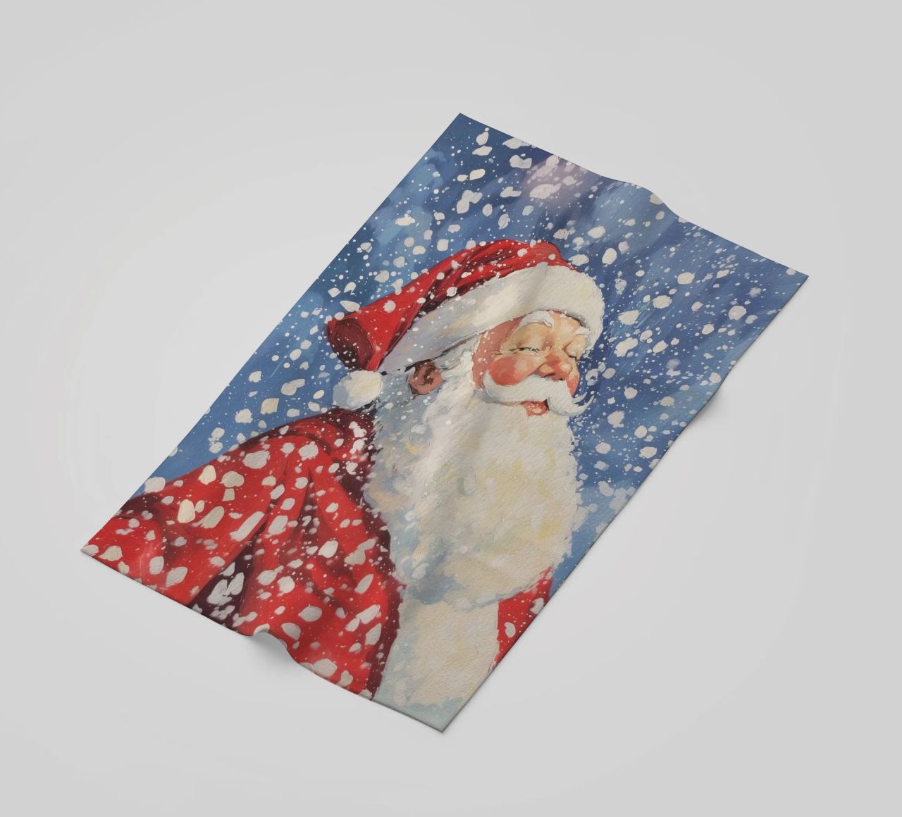 Babbo Natale classico innevato telo mare da Melloi Art Print