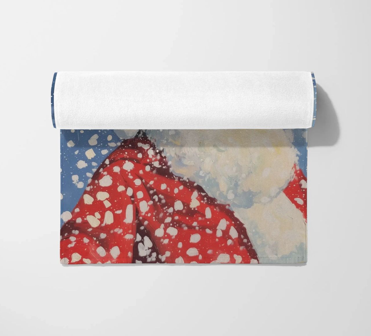Babbo Natale classico innevato telo mare da Melloi Art Print
