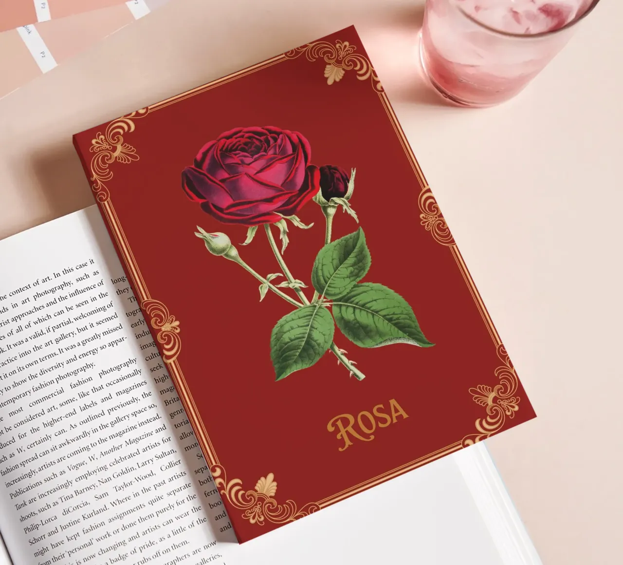 Rosa carnet de notes de Luna & Noctua