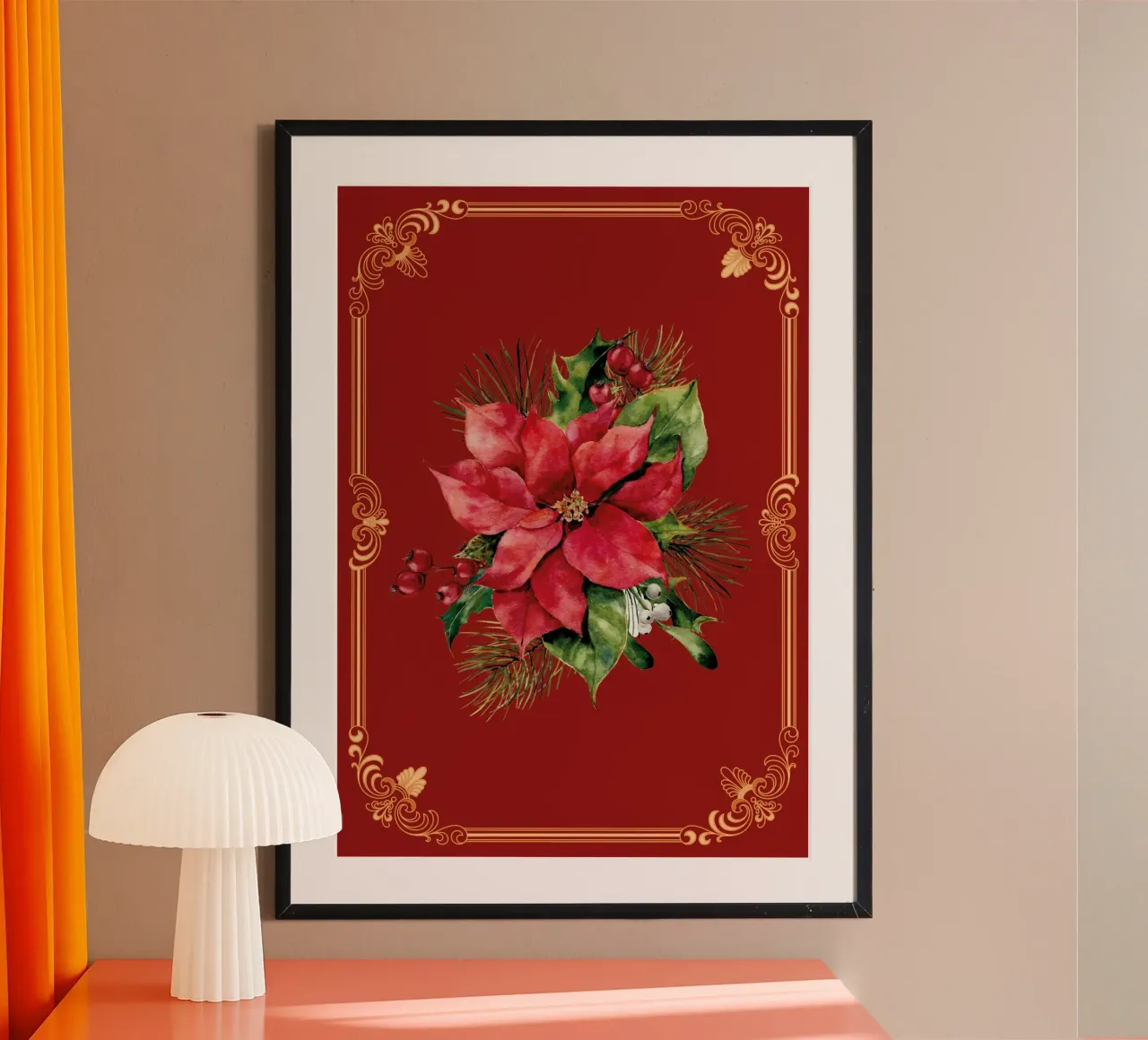 Weihnachtsstern poster with wooden frame by Luna & Noctua