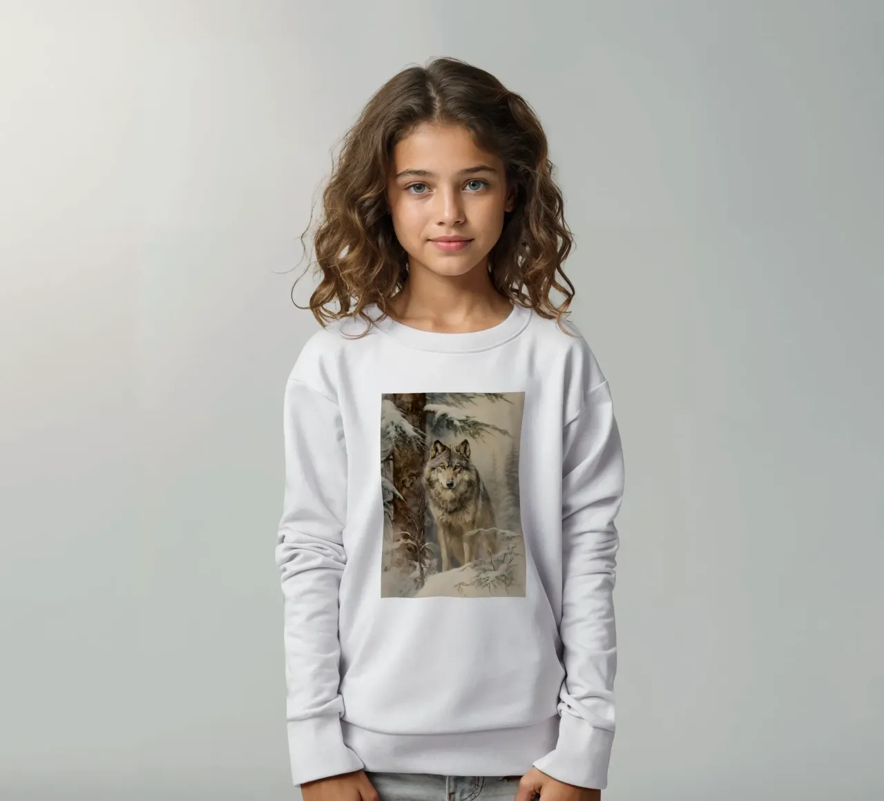 Wolf im Winterwald sudadera para niño de Luna & Noctua