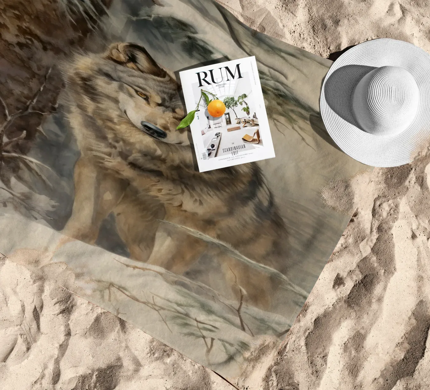 Wolf im Winterwald telo mare da Luna & Noctua