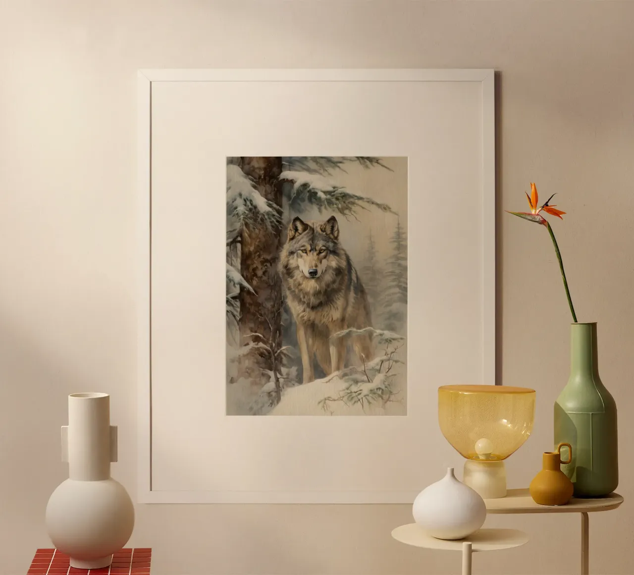 Wolf im Winterwald poster con telaio in plastica da Luna & Noctua