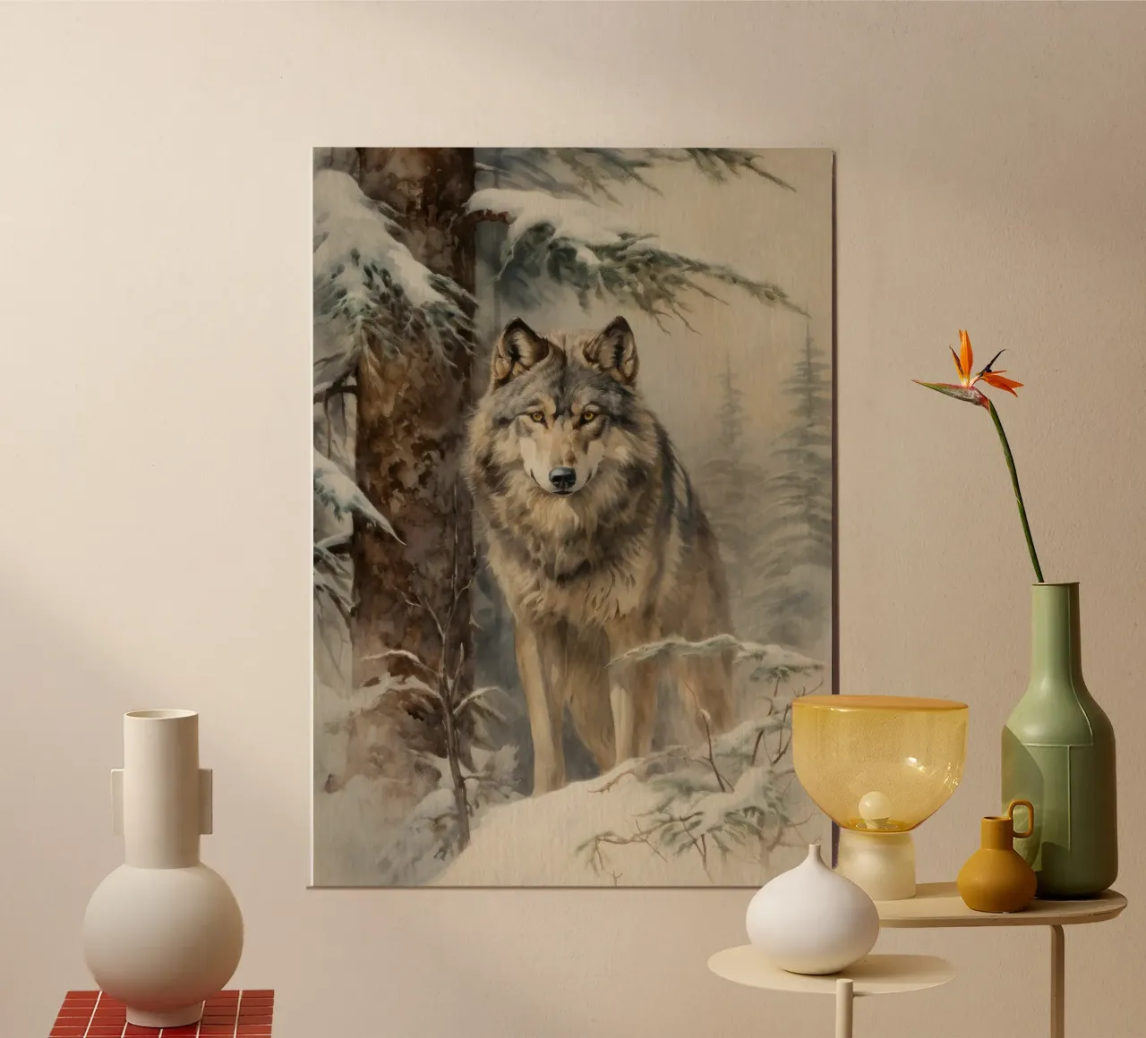 Wolf im Winterwald poster con telaio in plastica da Luna & Noctua