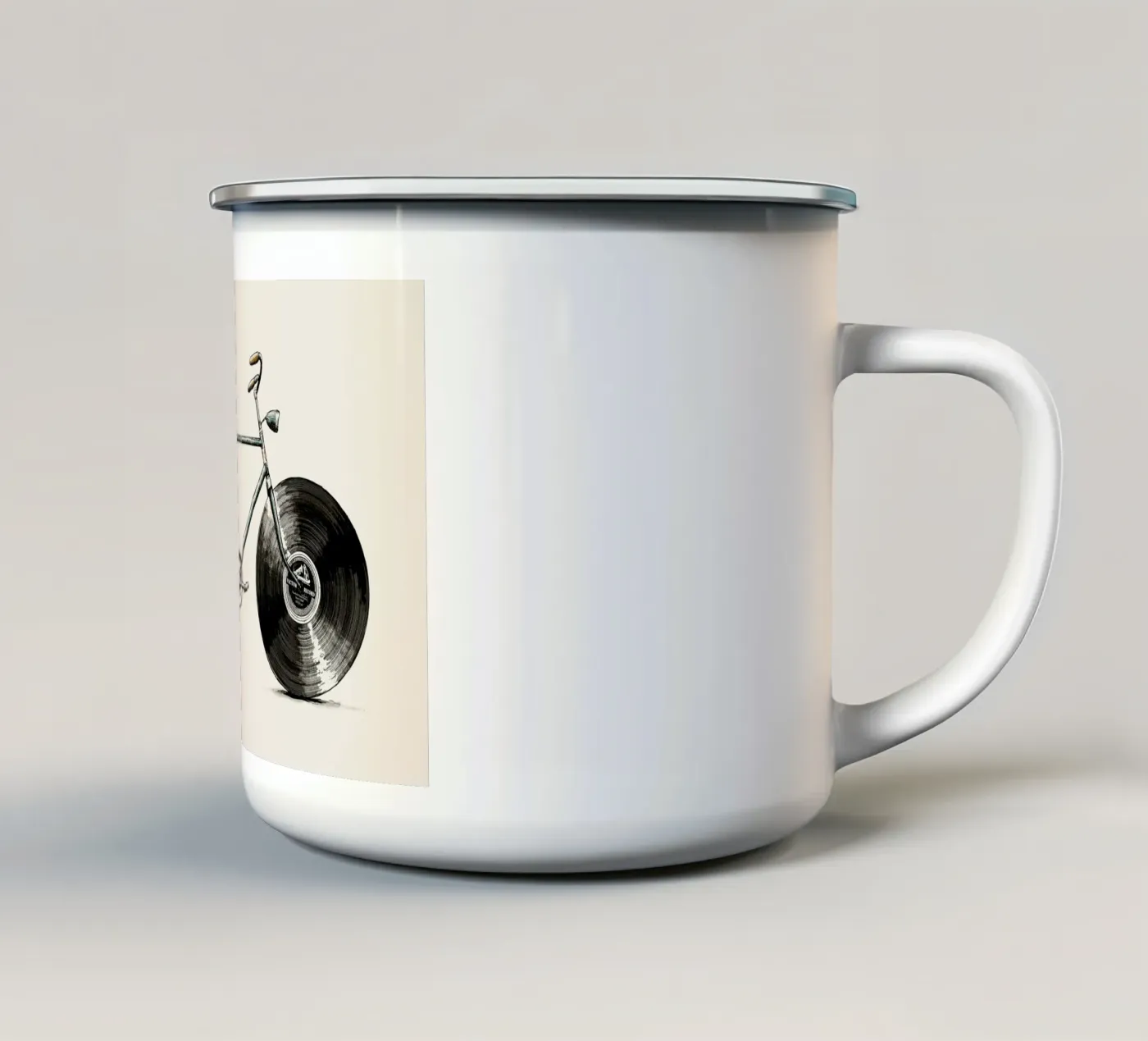 Velophone enamel mug by Florent Bodart