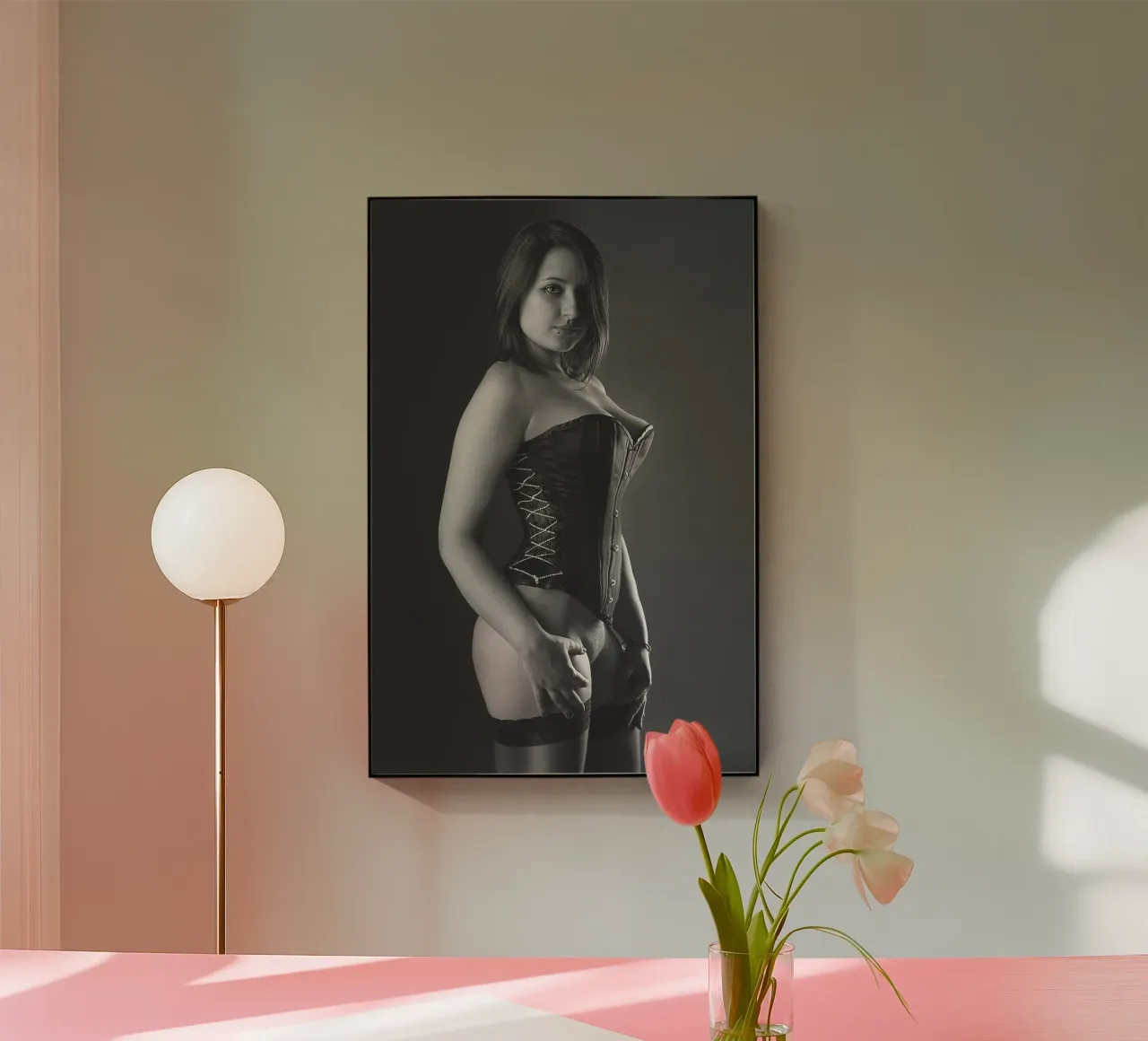 Alyona in a corset Mono plexiglass da Dave Hare Photography